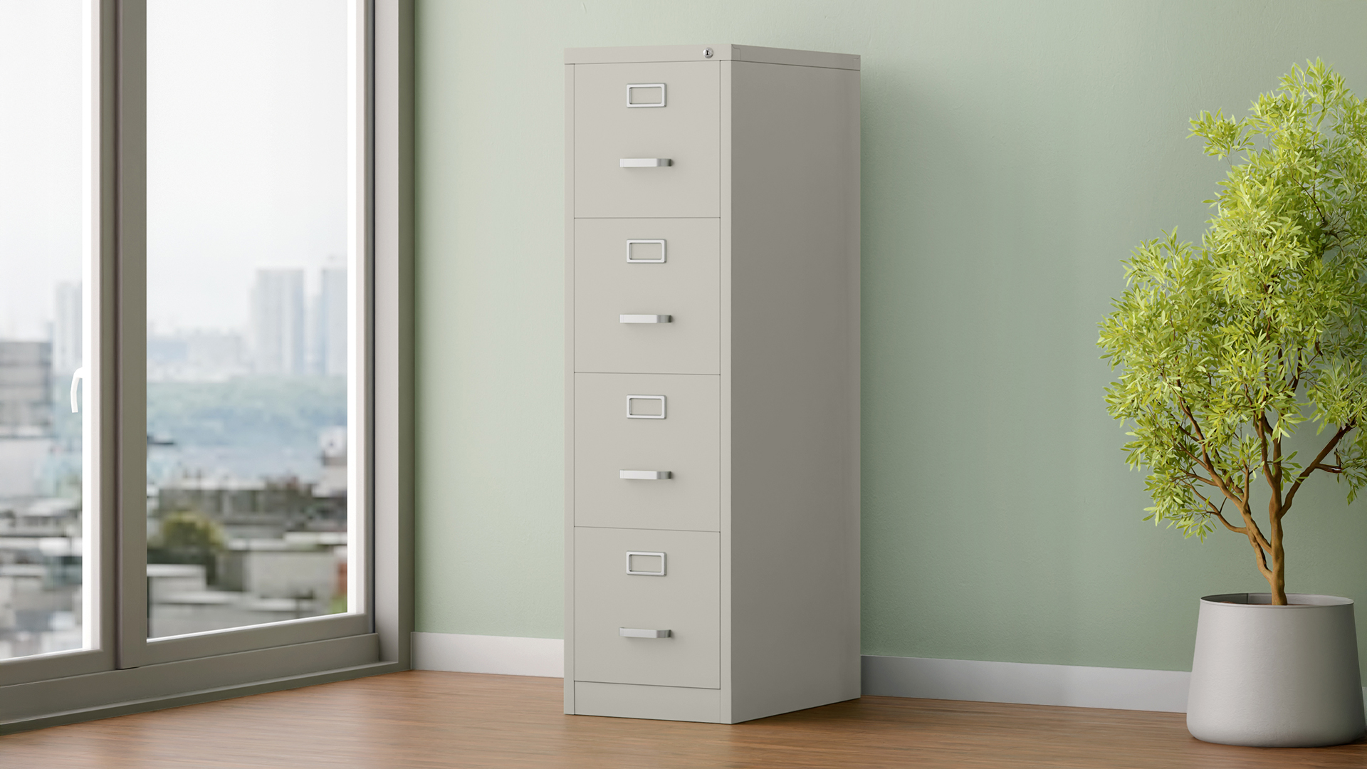 Storo Quick Lockable Vertical Filing Cabinet with 4 Drawers for Office in Mild Steel (Prince Grey)