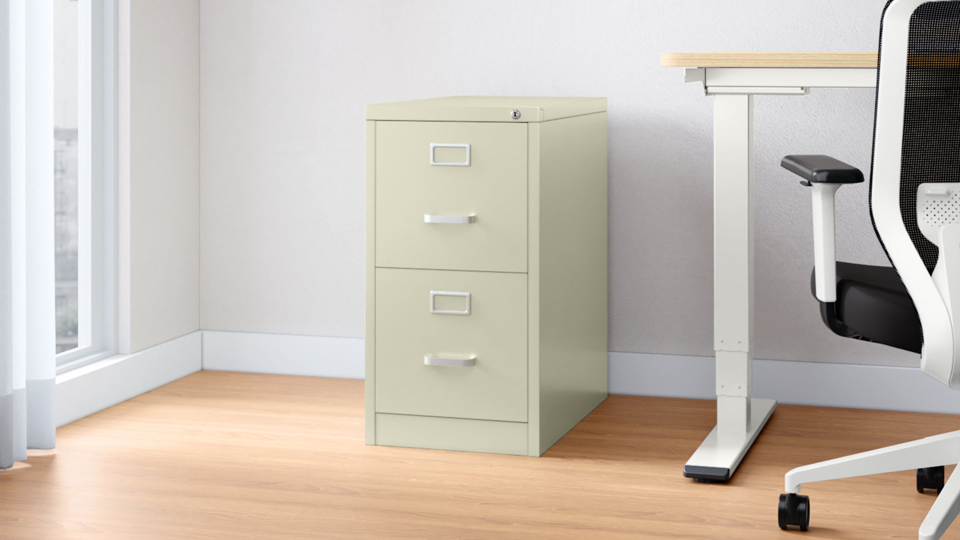 Storo Quick Lockable Vertical Filing Cabinet with 2 Drawers for Office in Mild Steel (Putty)