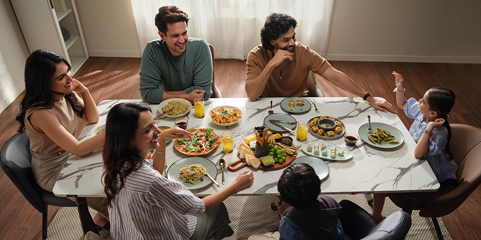 8-seater Aclectic Upmods dining table by Interio  