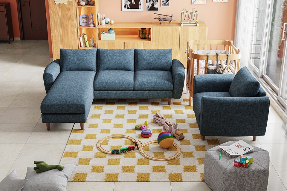 three-seater chaise sofa set by Interio