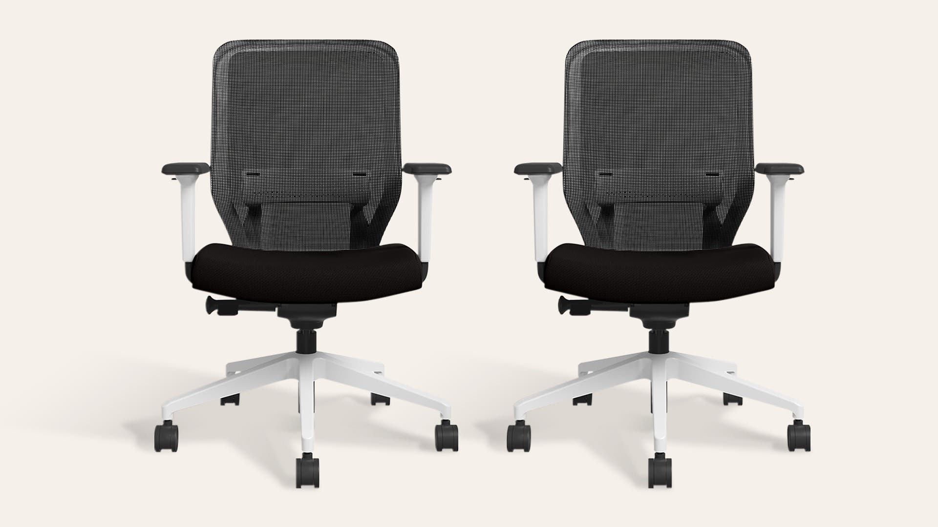 Greta 2.0 Mid Back Fabric Ergonomic Chair (Black Ink with White Body, Set of 2)