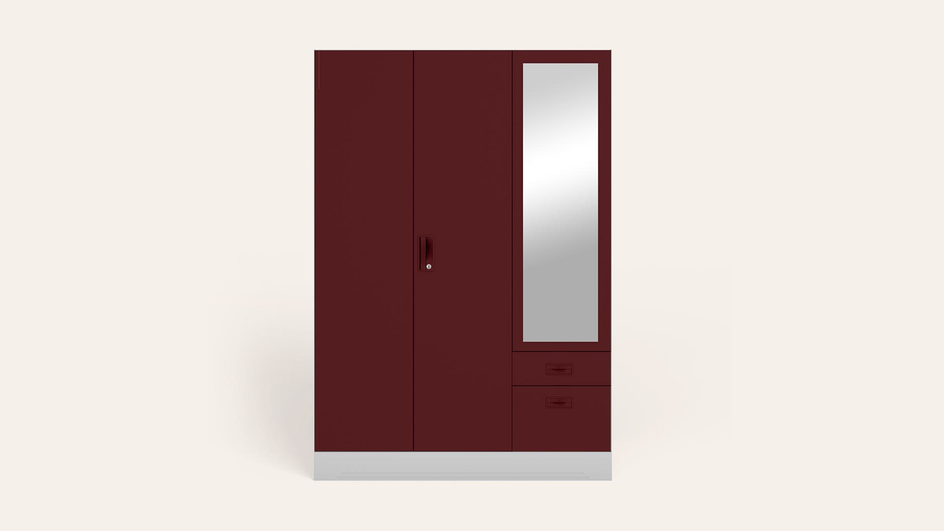 Slimline Blend 3-Door Steel Almirah/Wardrobe with Mirror (Russet)