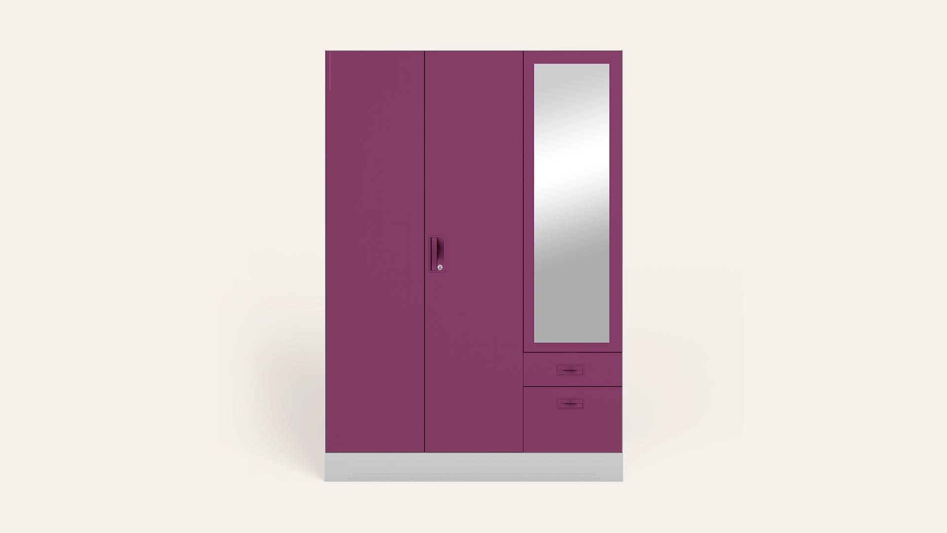 Slimline Blend 3-Door Steel Almirah/Wardrobe with Mirror (Textured Purple)