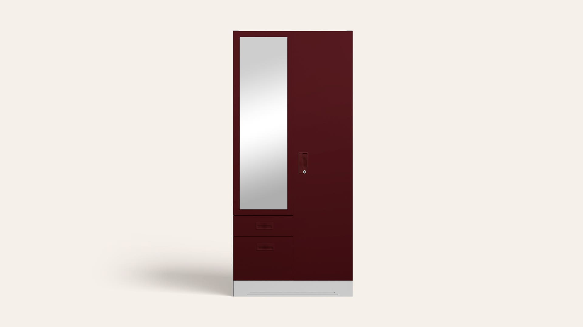 Slimline Dual 2-Door Steel Almirah/Wardrobe with Mirror (Russet)