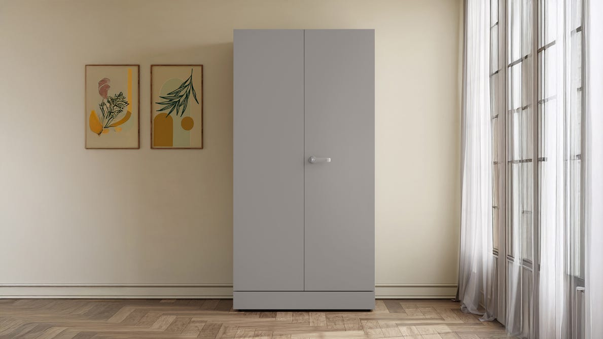 Auraline® Ele 2-Door Steel Almirah/Wardrobe (Matte Rocky Grey)