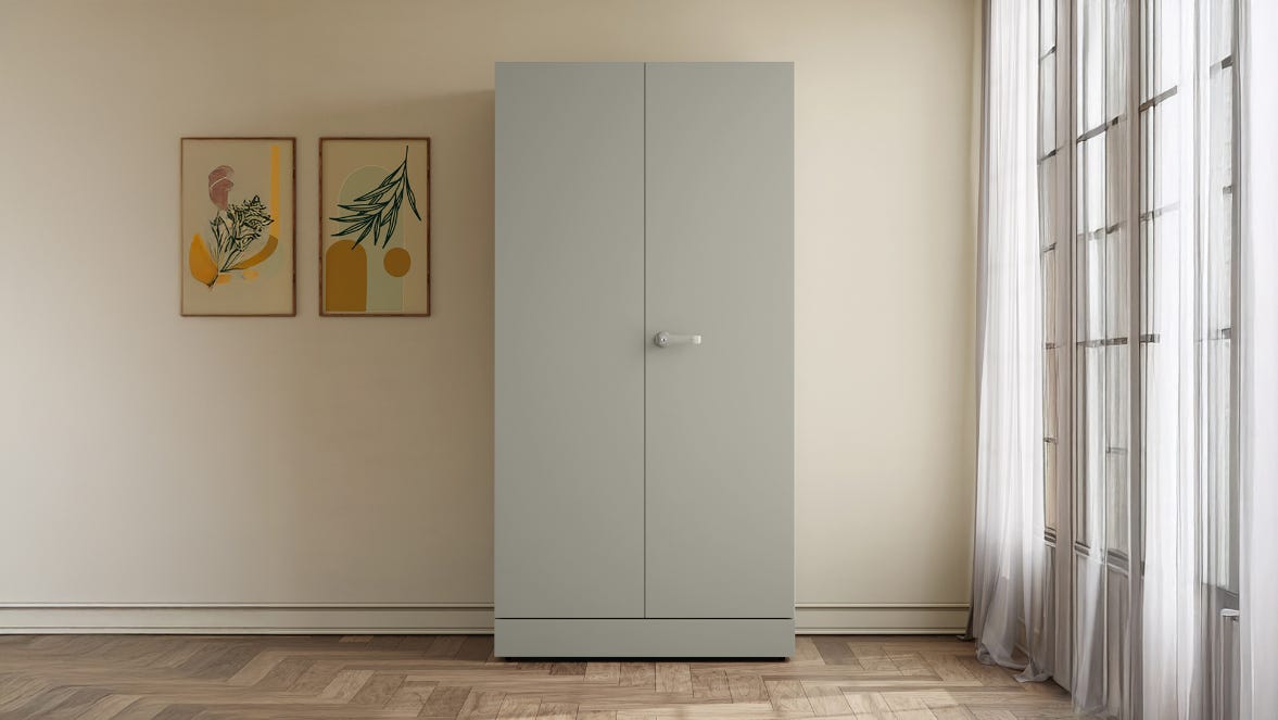 Auraline® Ele 2-Door Steel Almirah/Wardrobe (Textured London Fog)