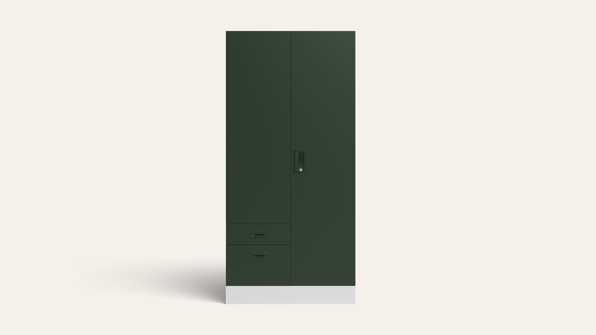 Slimline Dual 2-Door Steel Almirah/Wardrobe with Mirror (Rainforest)