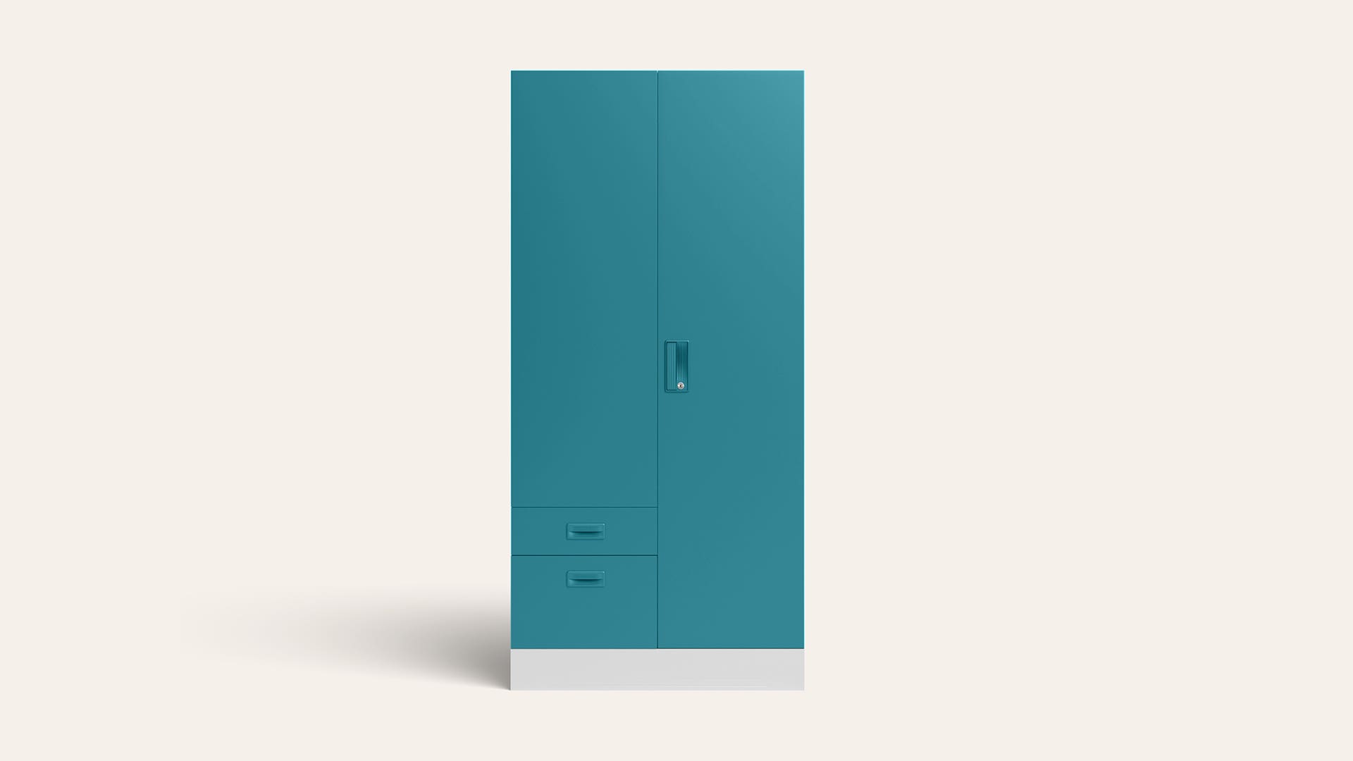 Slimline Dual 2-Door Steel Almirah/Wardrobe with Mirror (Teal)