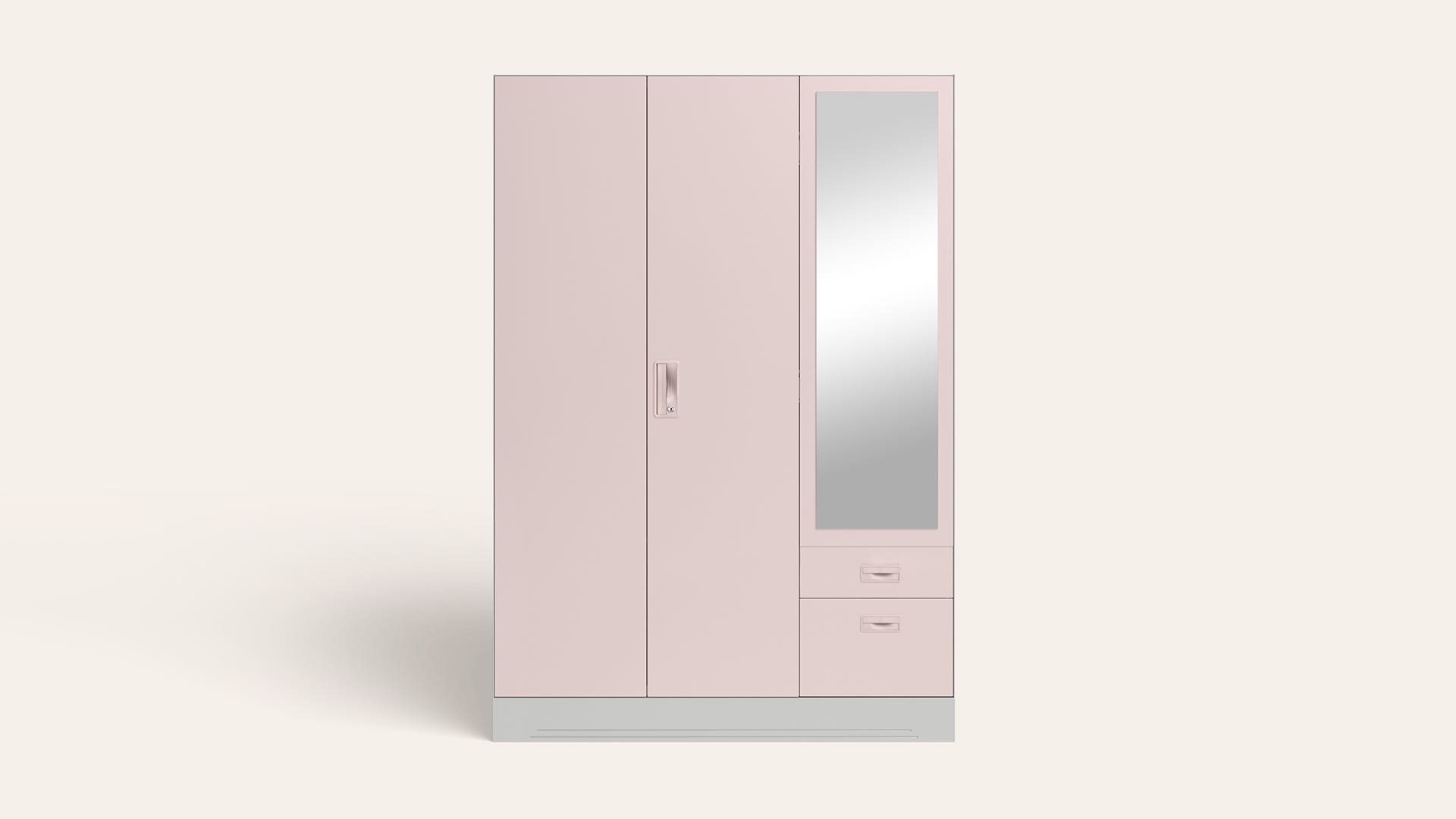 Slimline Blend 3-Door Steel Almirah/Wardrobe with Mirror (Dusky Peony)