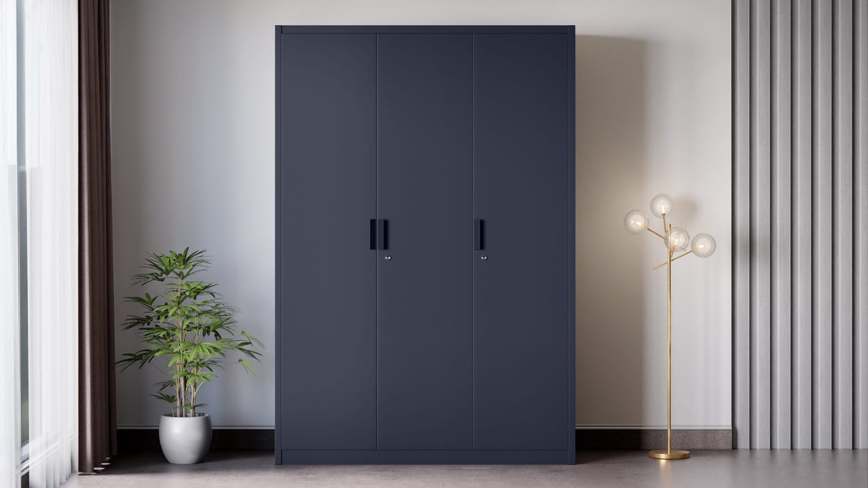 Ultraline NX 3-Door Steel Almirah/Wardrobe (Denim Blue)