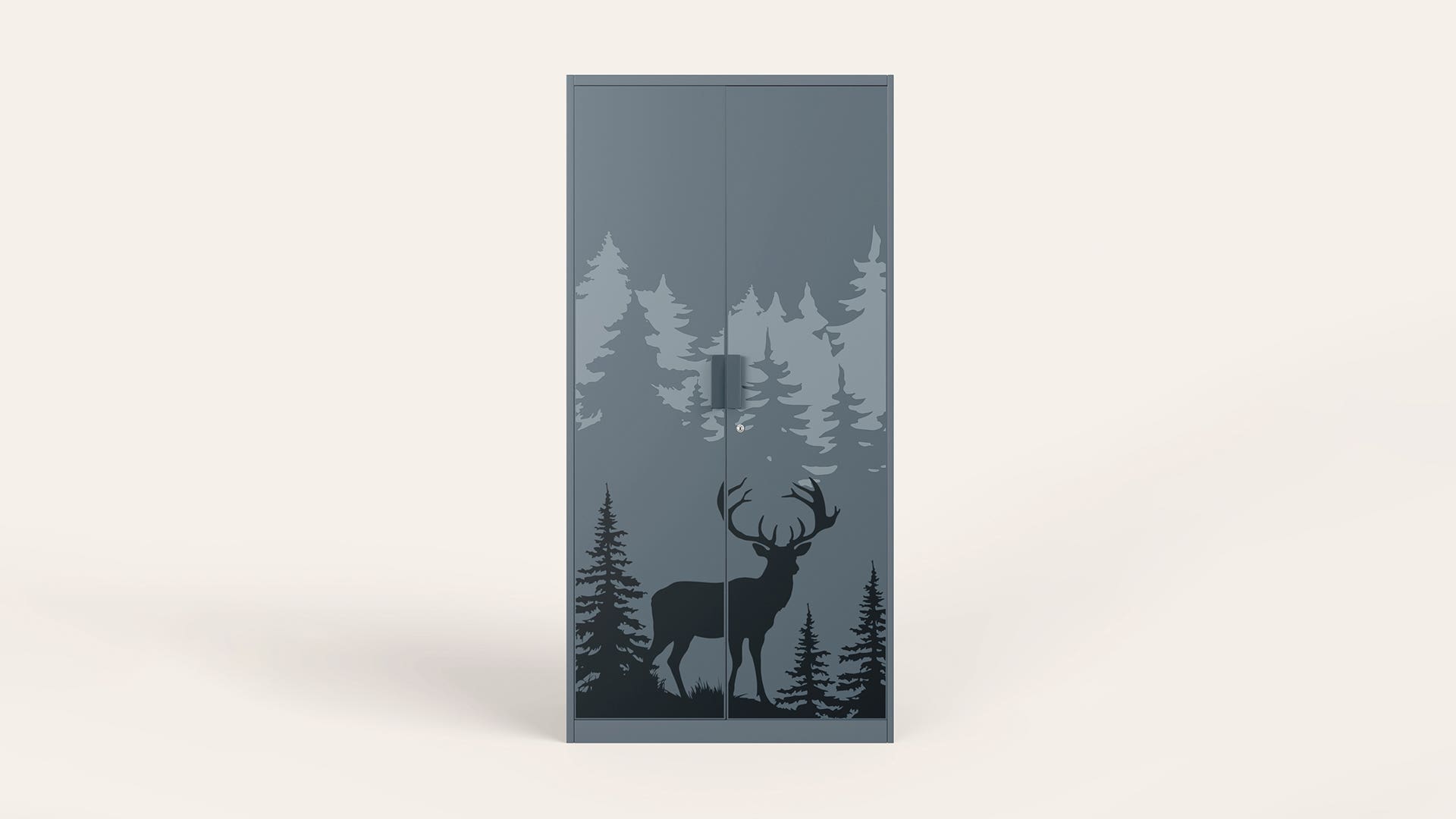 Kids 2-Door Steel Almirah/Wardrobe(Into the Woods Digital Print in Stormy Weather)