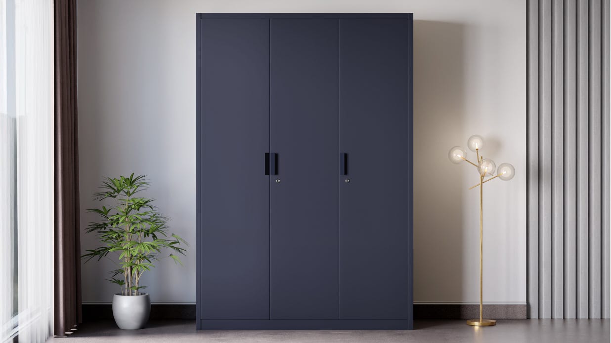 Ultraline NX 3-Door Steel Almirah/Wardrobe (Denim Blue)