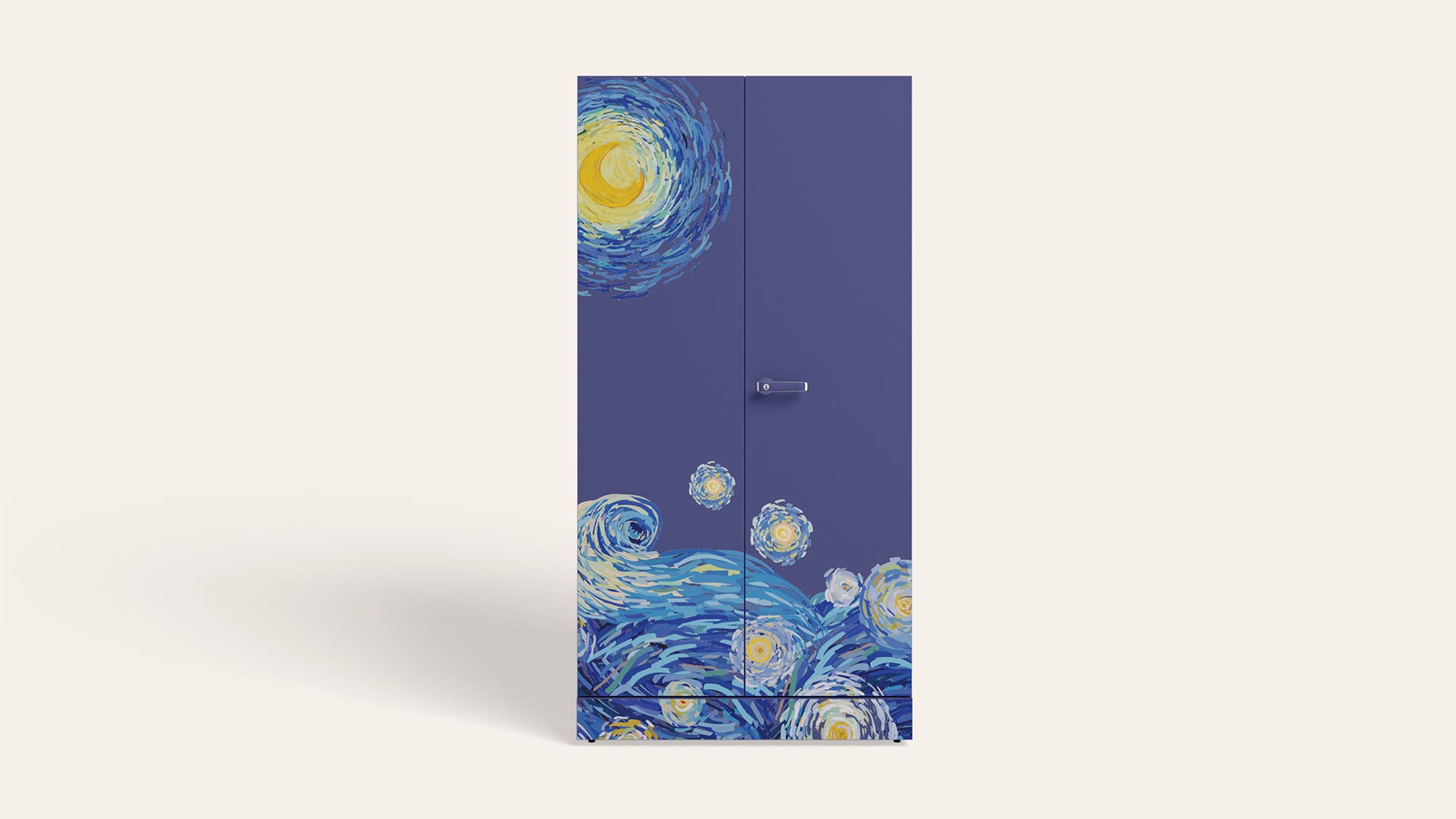 Auraline® Women Basic Digital Printed 2-Door Steel Almirah/Wardrobe(Lunar Tides - Skipper Blue)