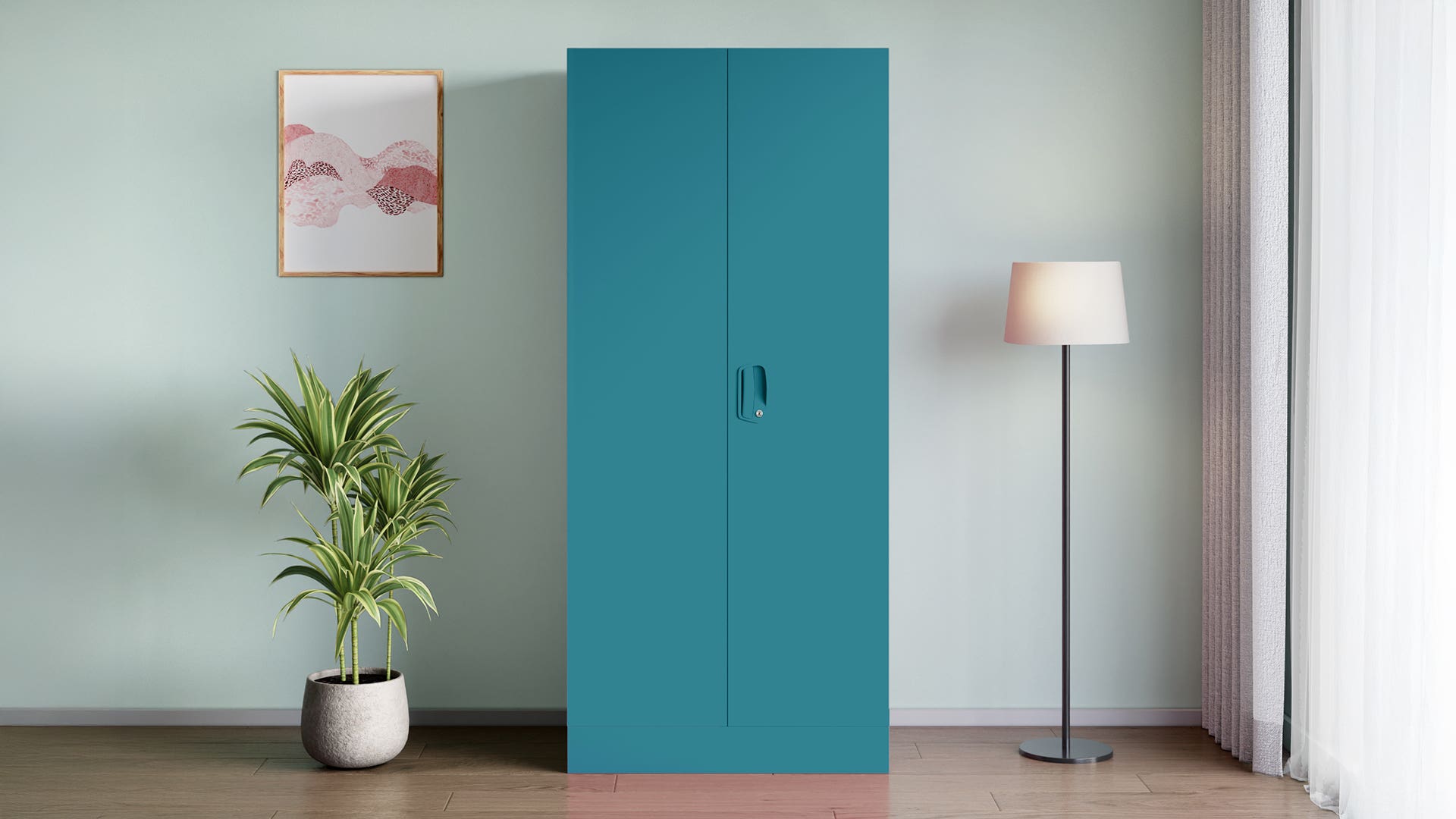 Aceline® Premium 2-Door Steel Almirah (Textured Teal)