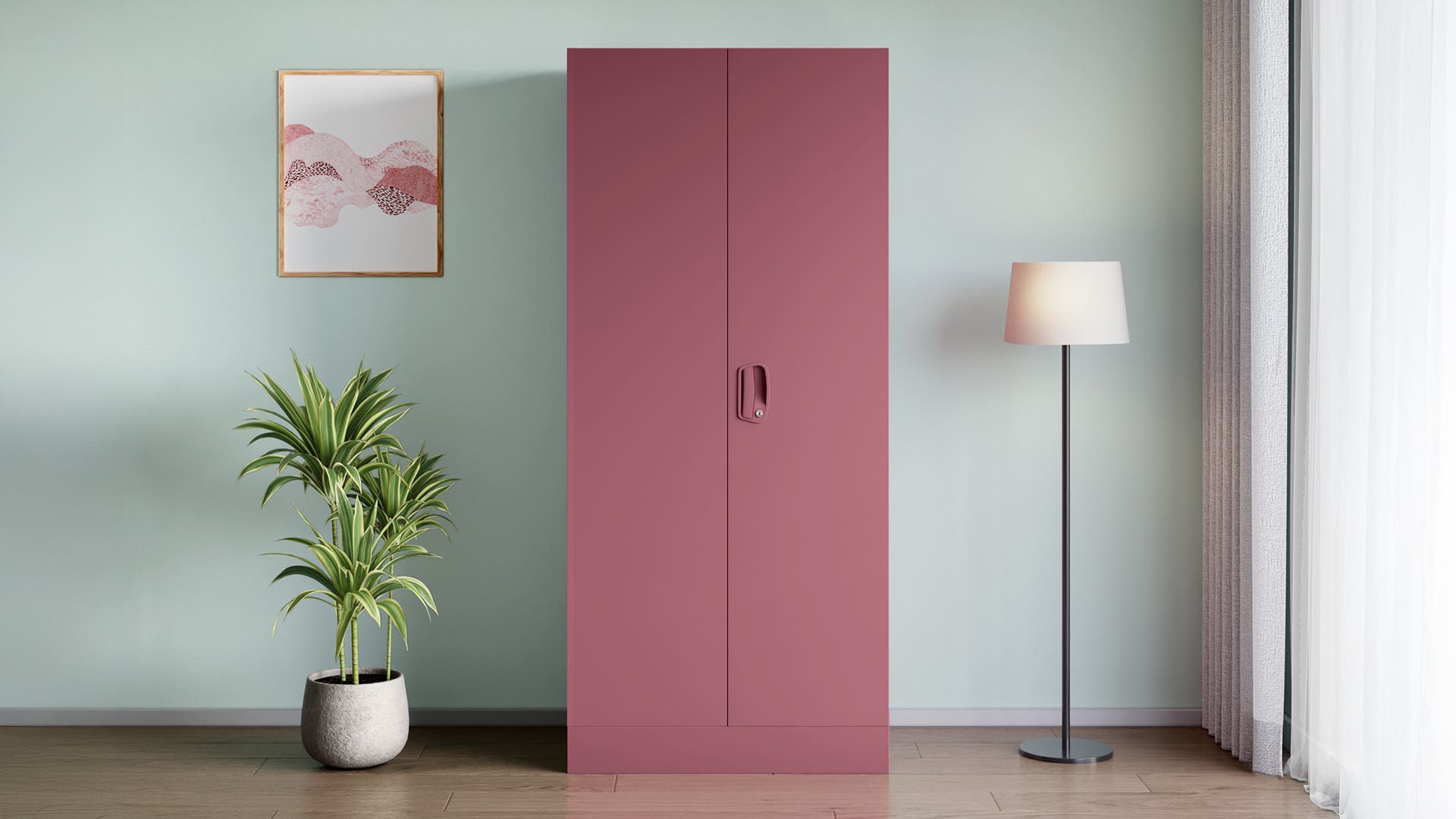 Aceline® Premium 2-Door Steel Almirah (Textured Dusty Rose)