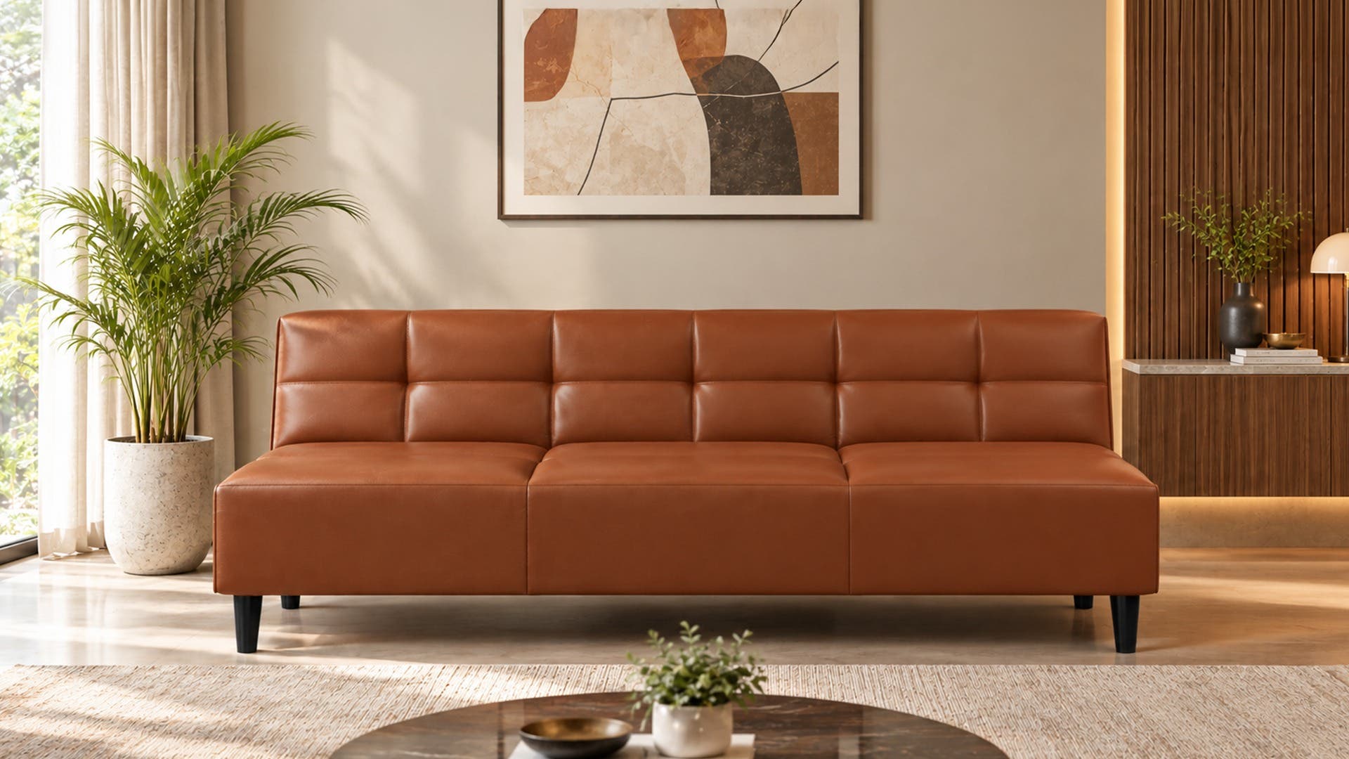 Suez 3-Seater Leatherette Sofa with Arms Image 1