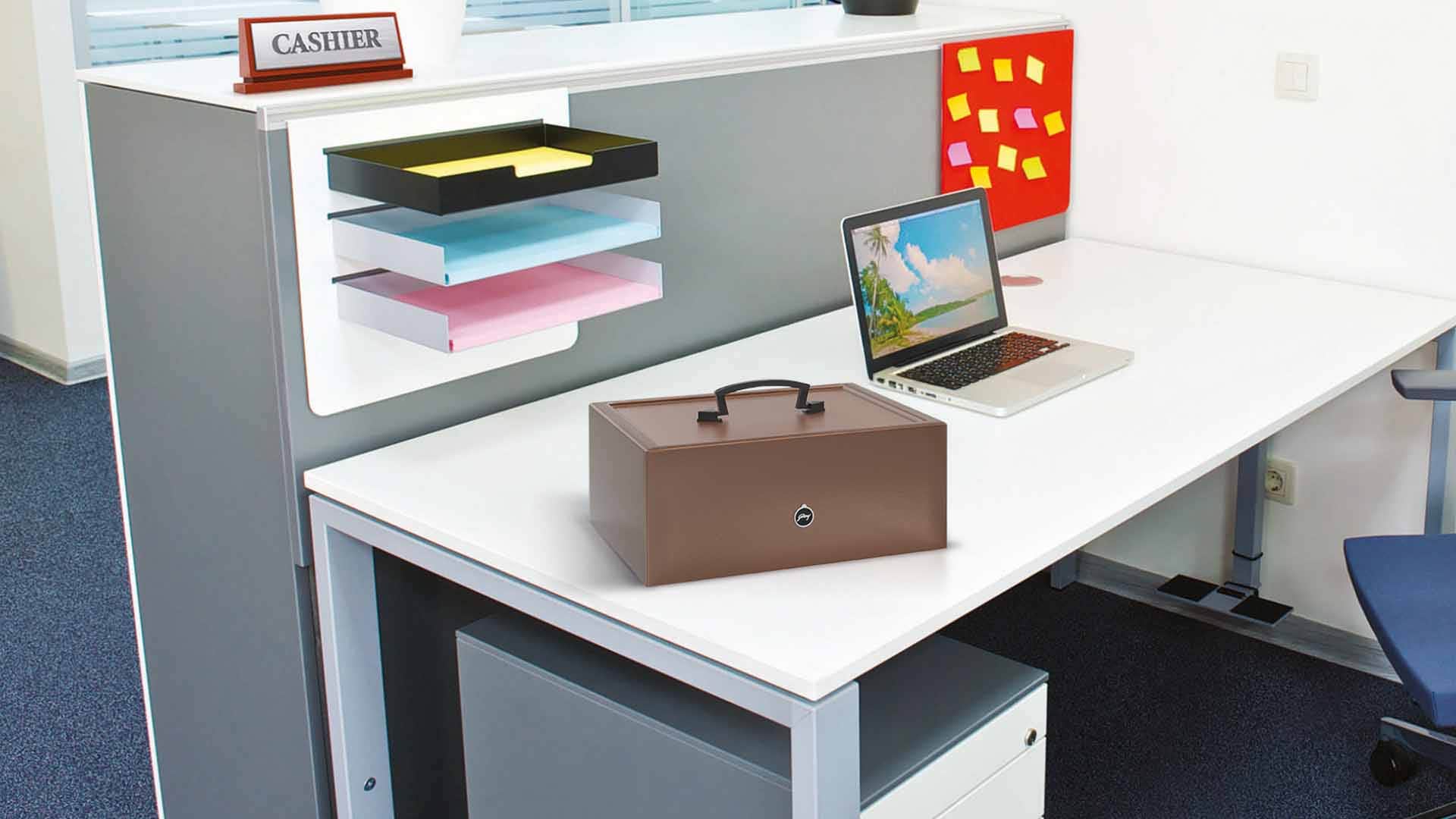 Cash Box with Coin Tray Keylock Safe