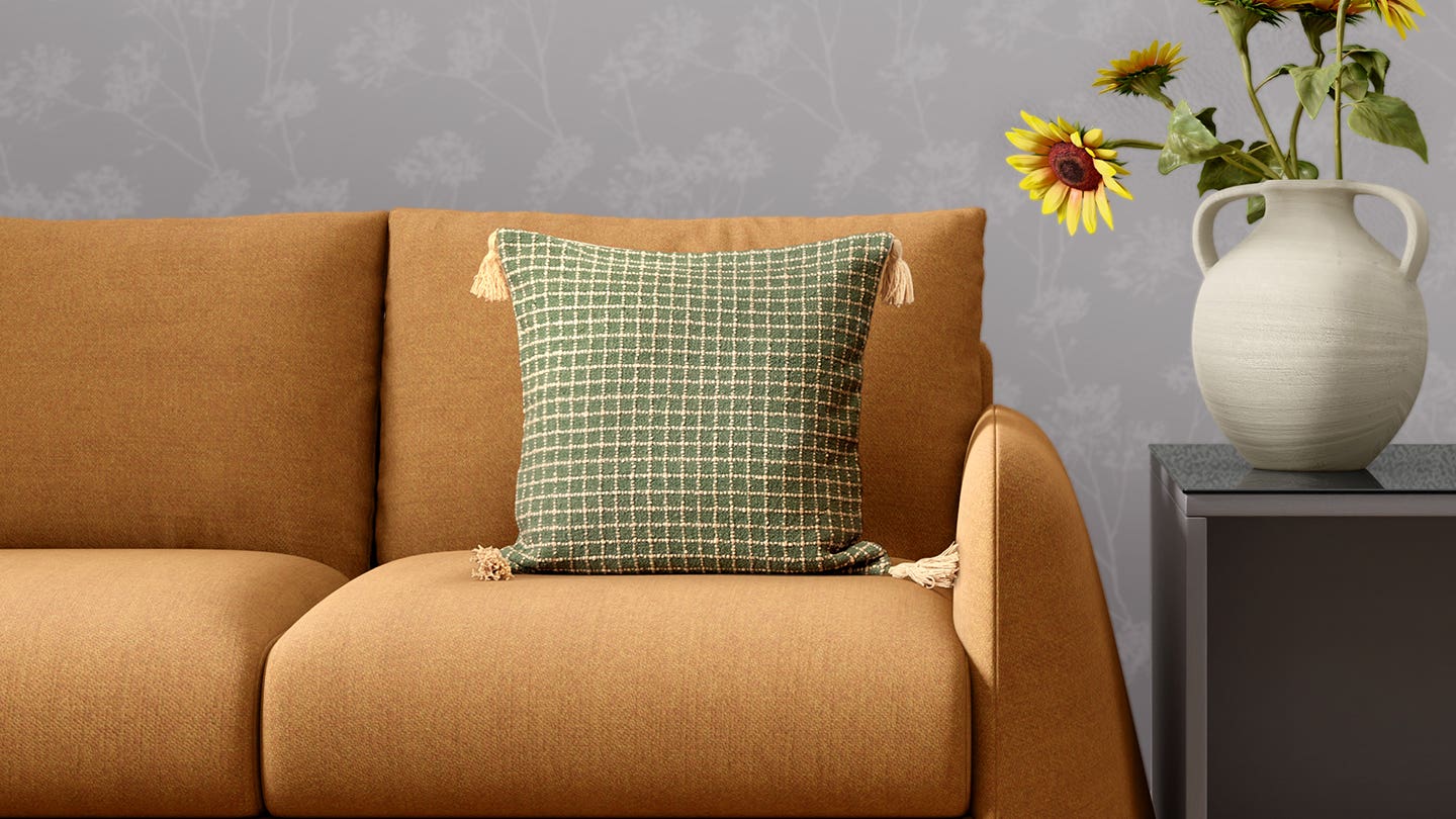 18x18 Cotton Square Cushion Cover (Checkered)