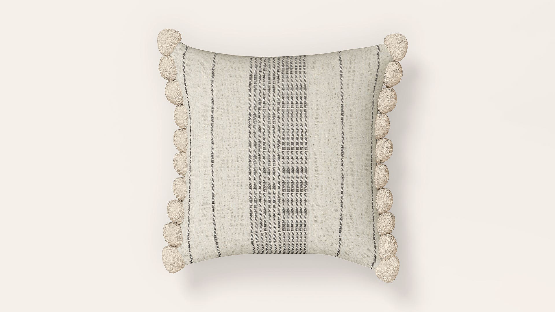 12x20 Cotton Rectangle Cushion Cover (Stripe with Pompom)
