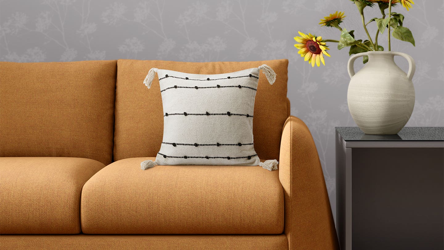 18x18 Cotton Square Cushion Cover (Black Loop)