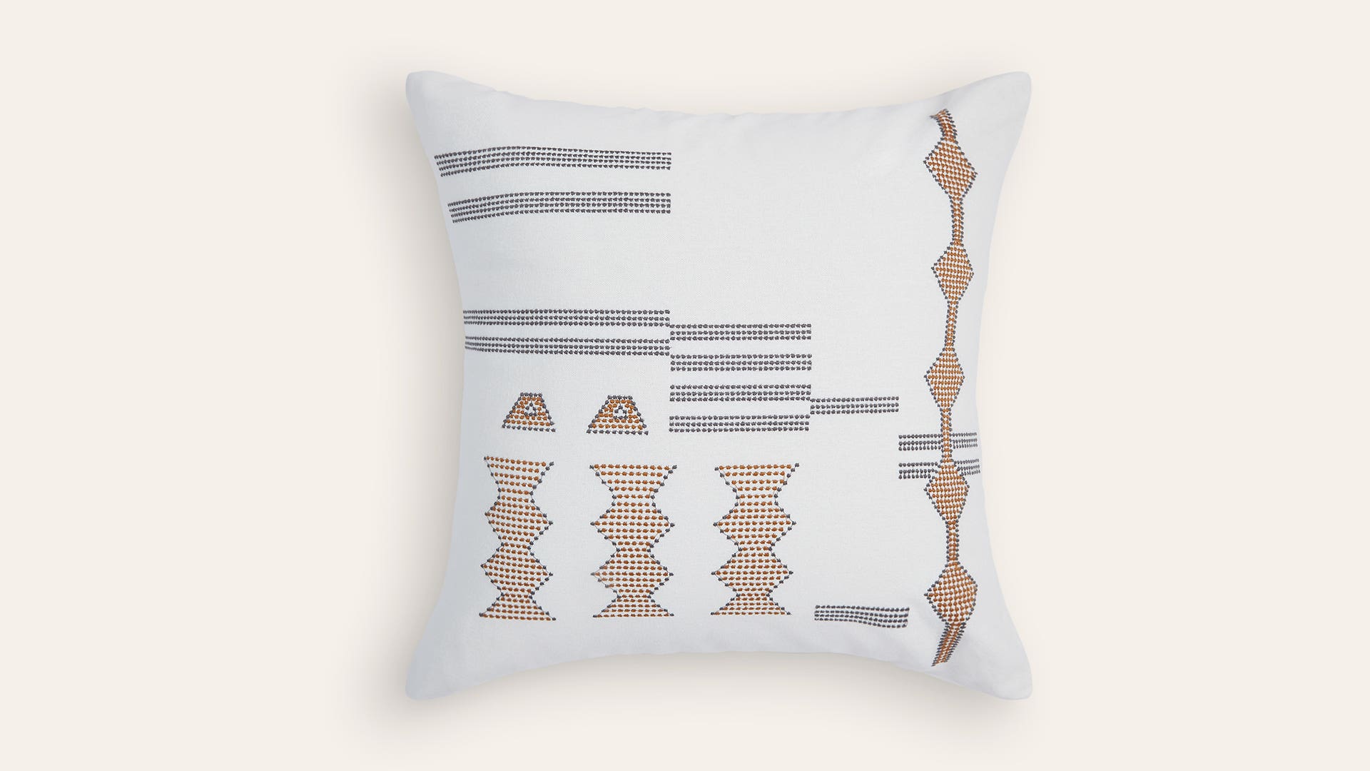 Tribal-Embroidered Cotton Cushion Cover