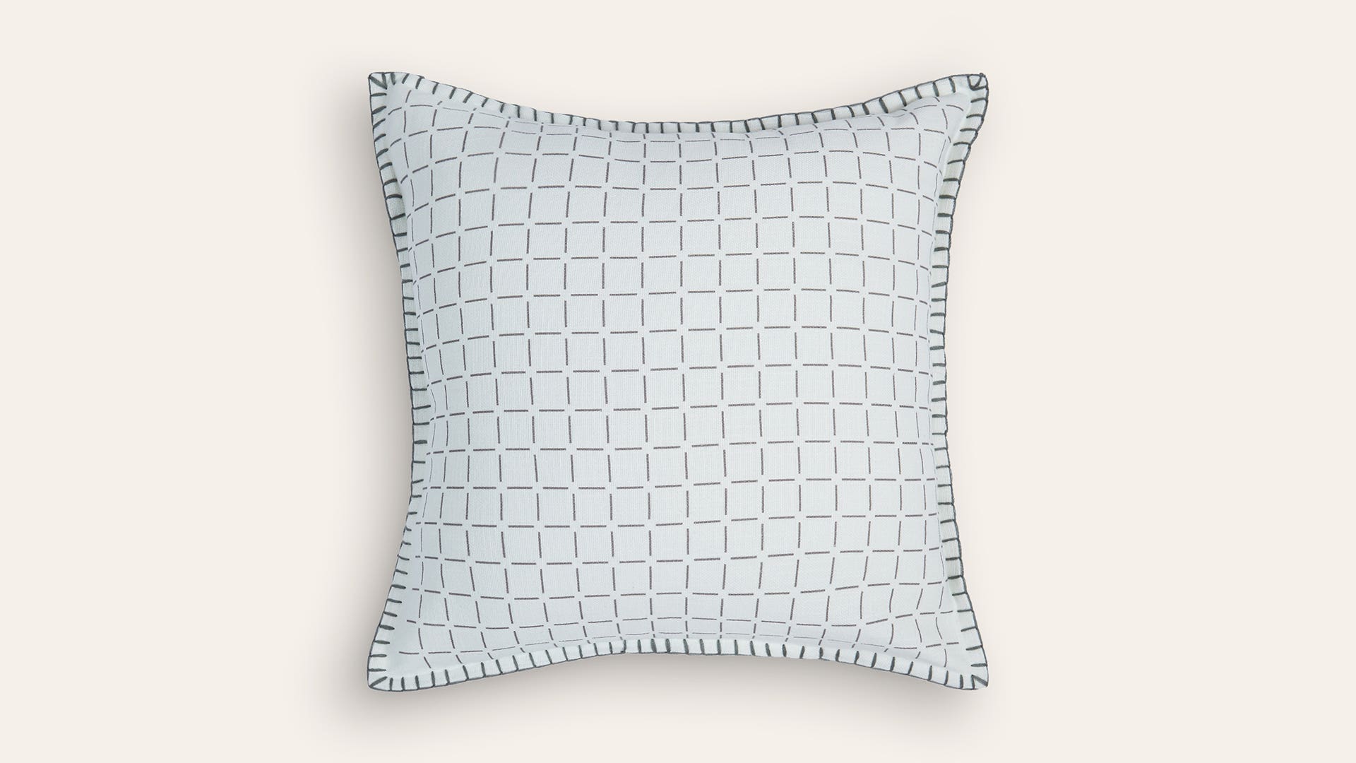 Checkered-Digital Print and Embroidered Blanket Edge Cotton Slub Cushion Cover