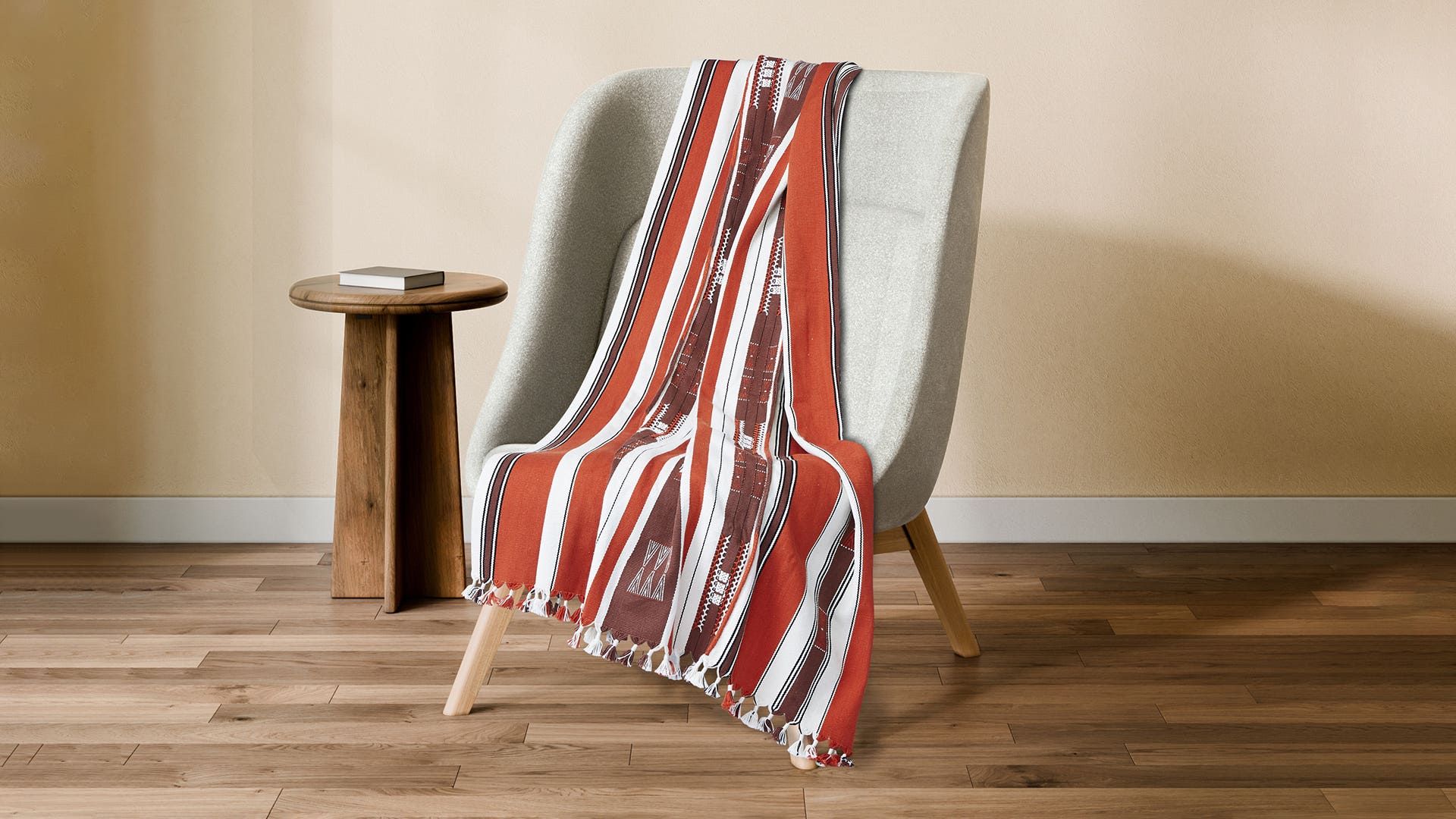 Striped 42*72 Textured Tassel Throw