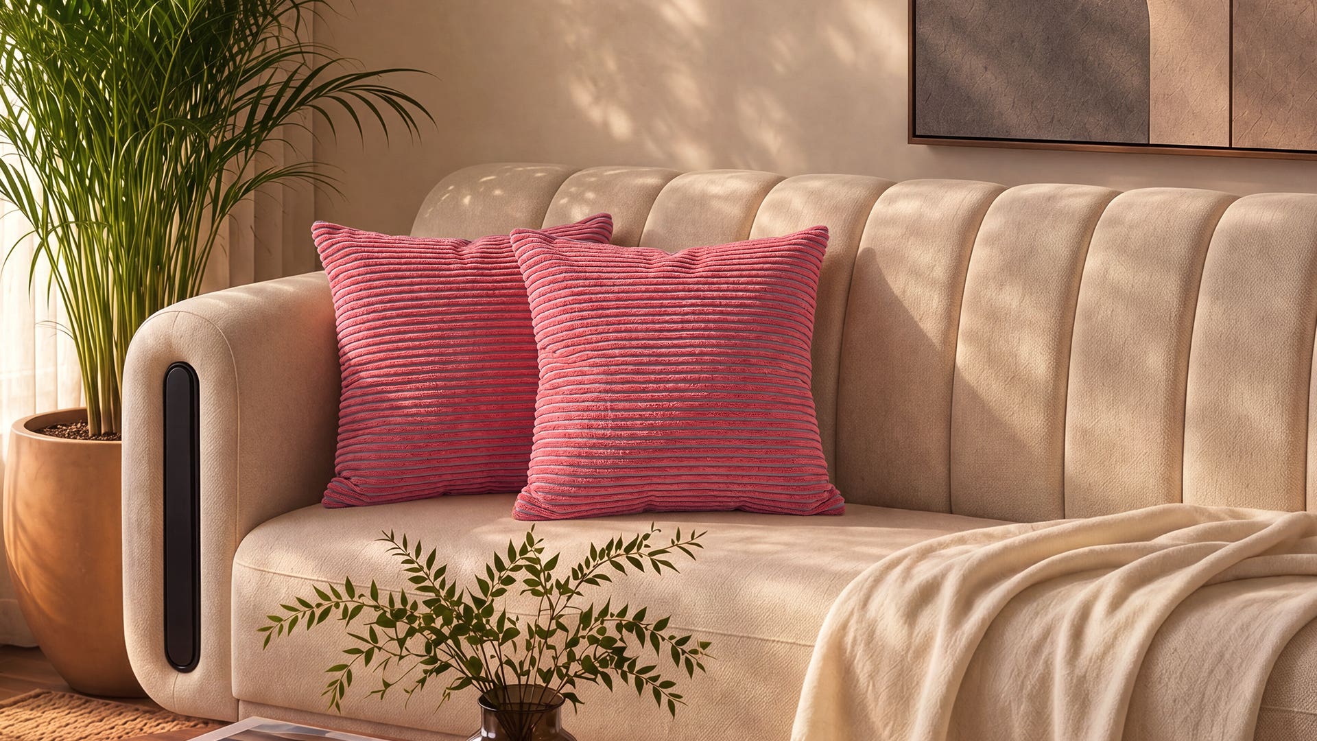 Striped Knitted Cotton Cushion Cover