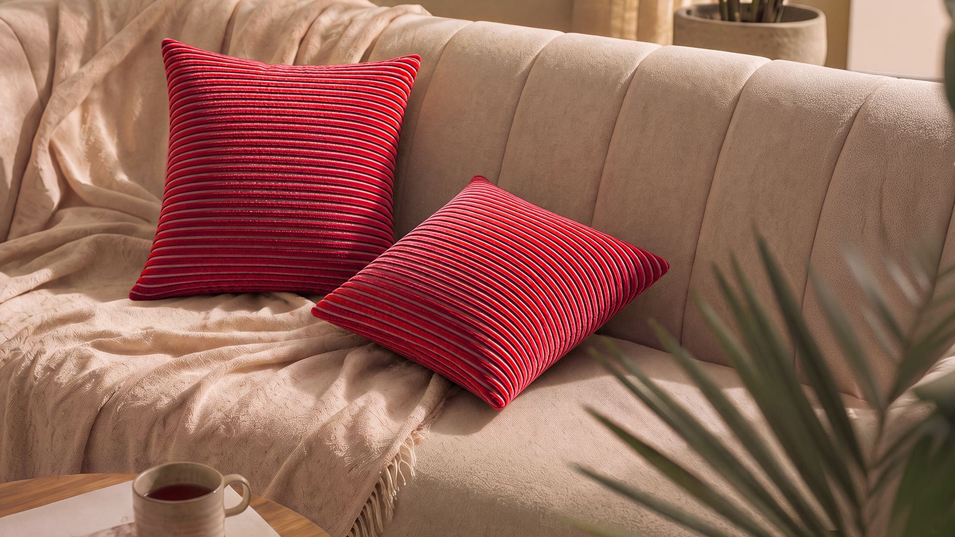 Striped Knitted Cotton Cushion Cover