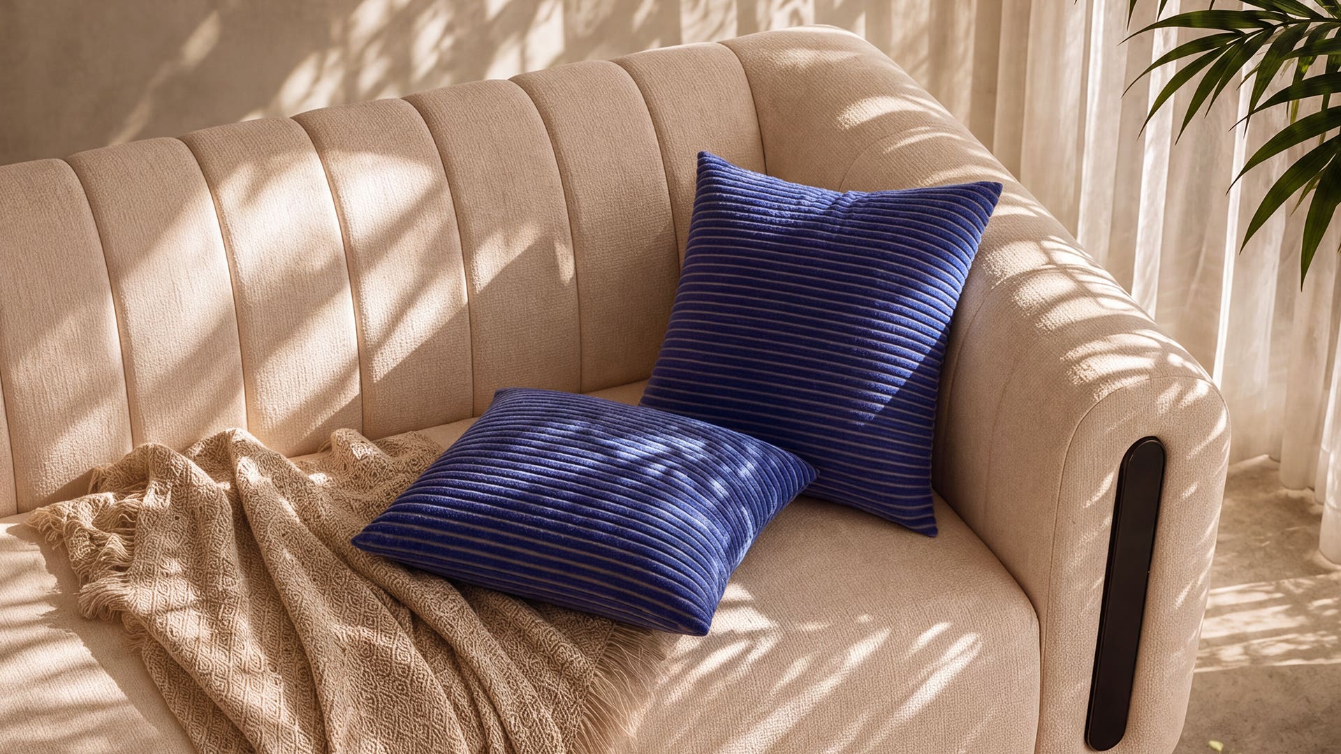 Striped Knitted Cotton Cushion Cover