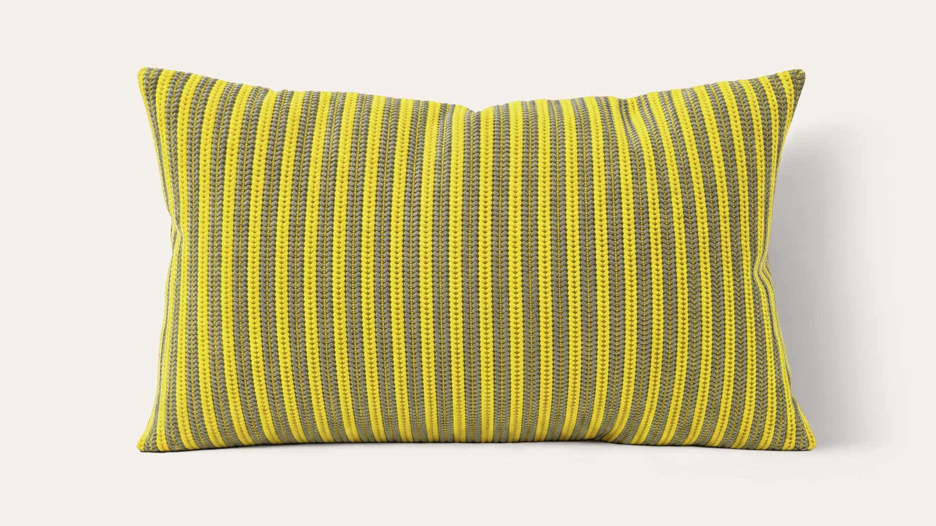 Fluorescent Green & Grey Striped Knitted Cotton Cushion Cover