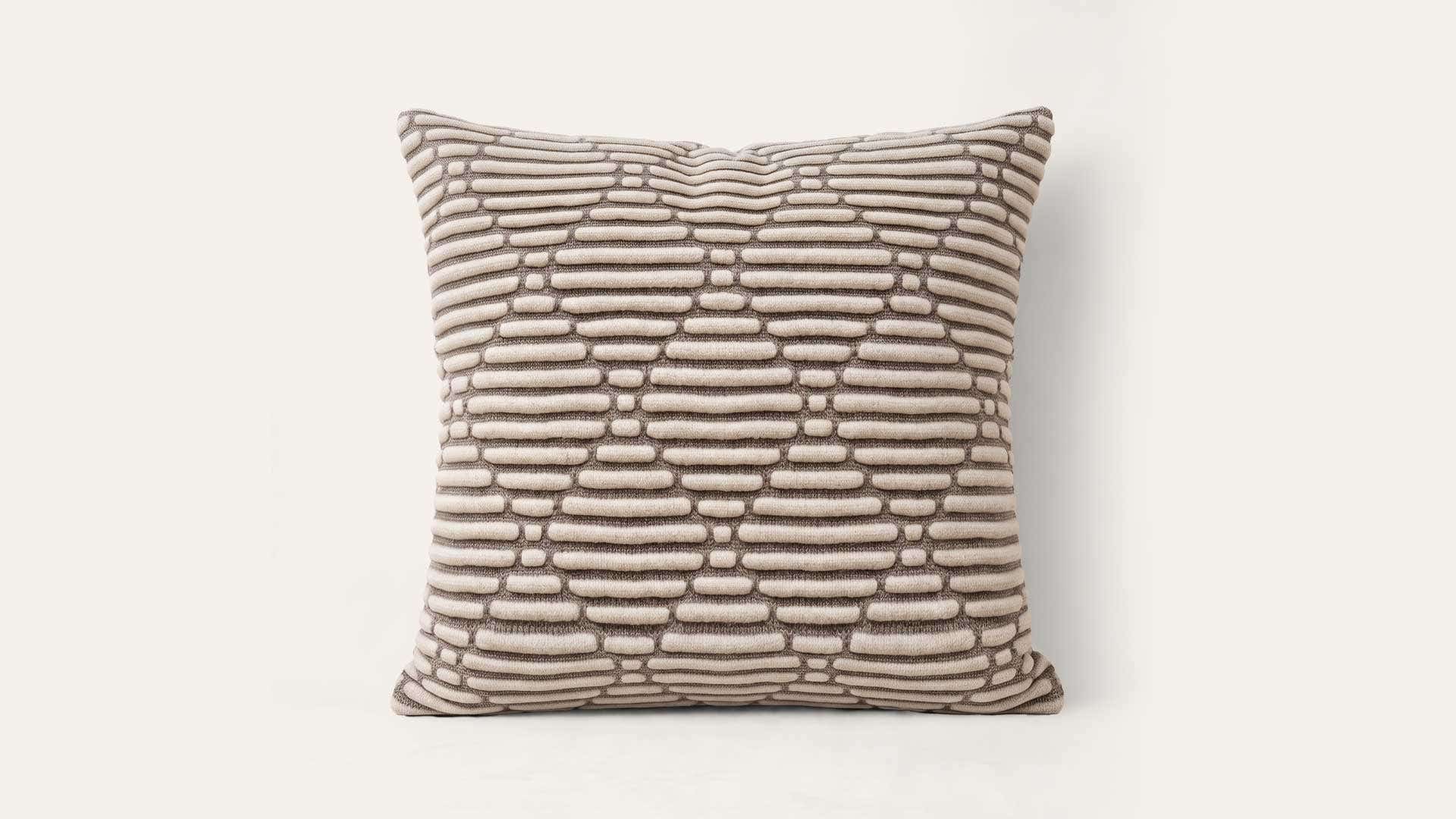 Khaki Striped Diamonds Knitted Cotton Cushion Cover