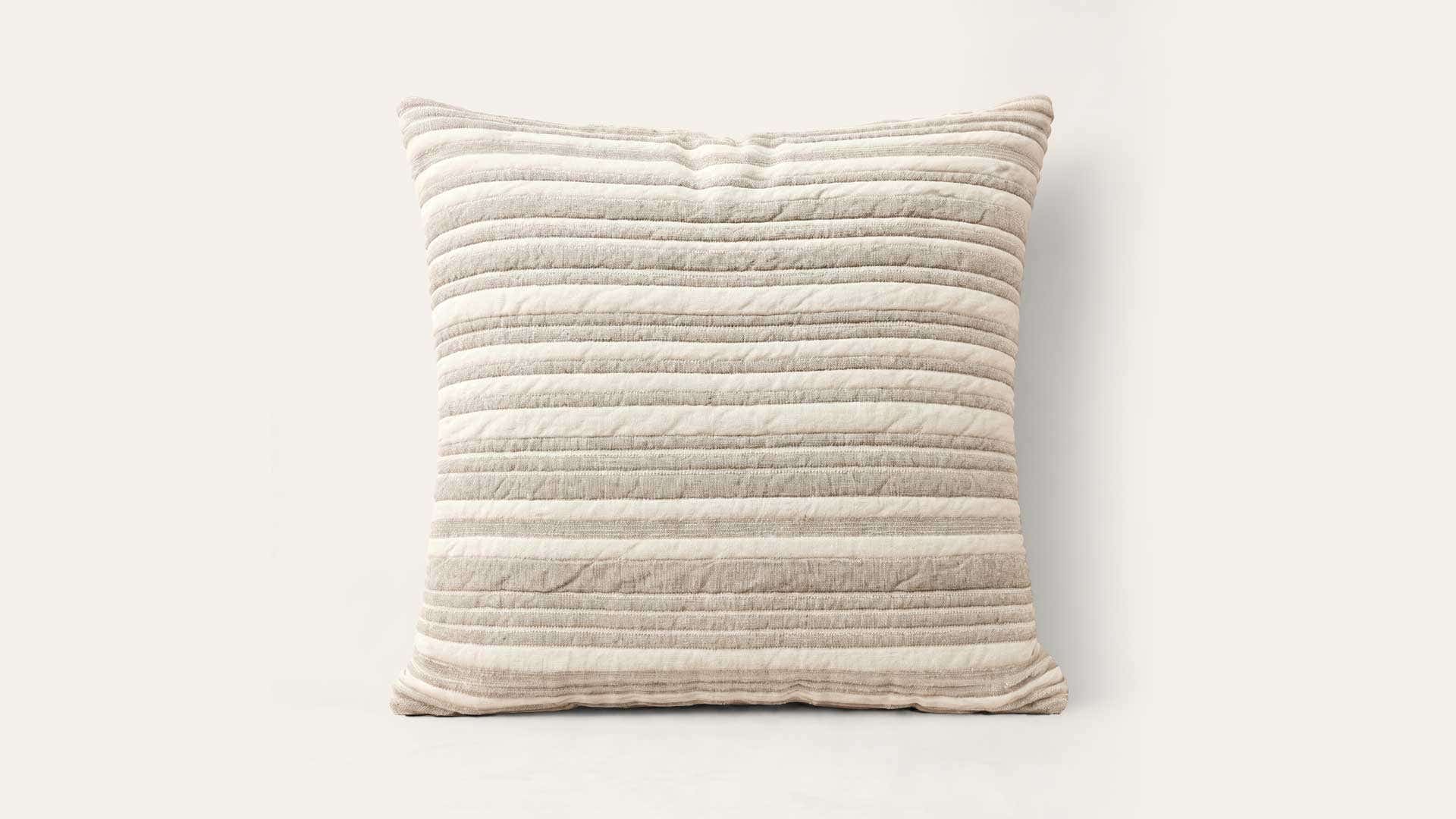 Stone Grey Striped Knitted Cotton Cushion Cover