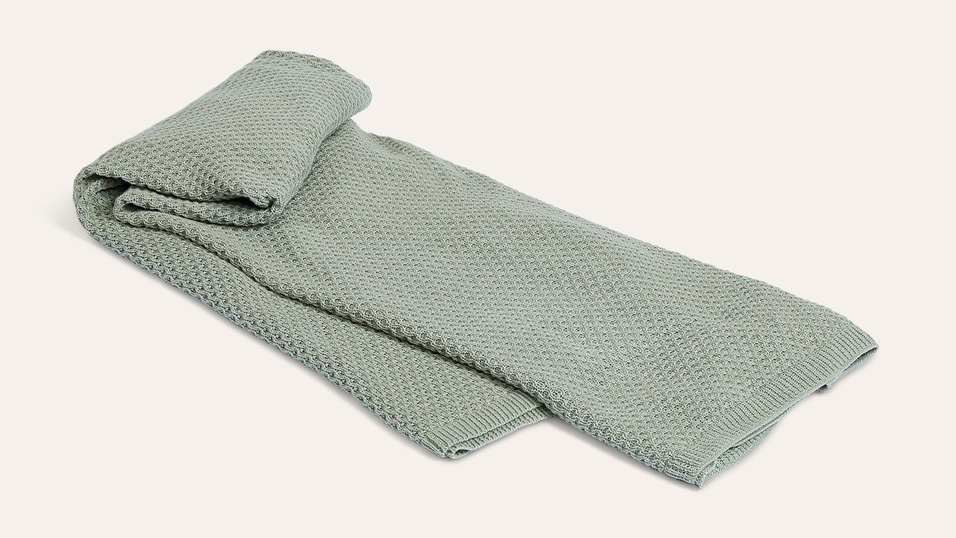 Pastel Sage Cozy Cotton Knitted Throw