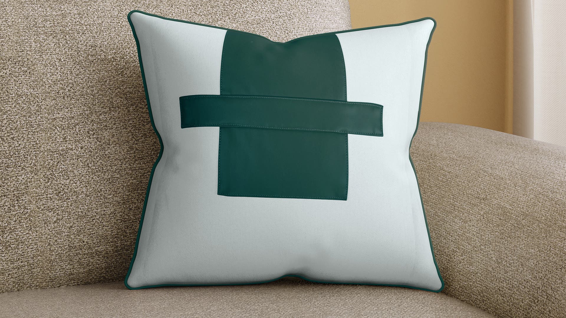 Patchwork Polyester and PU Leather Cushion Cover