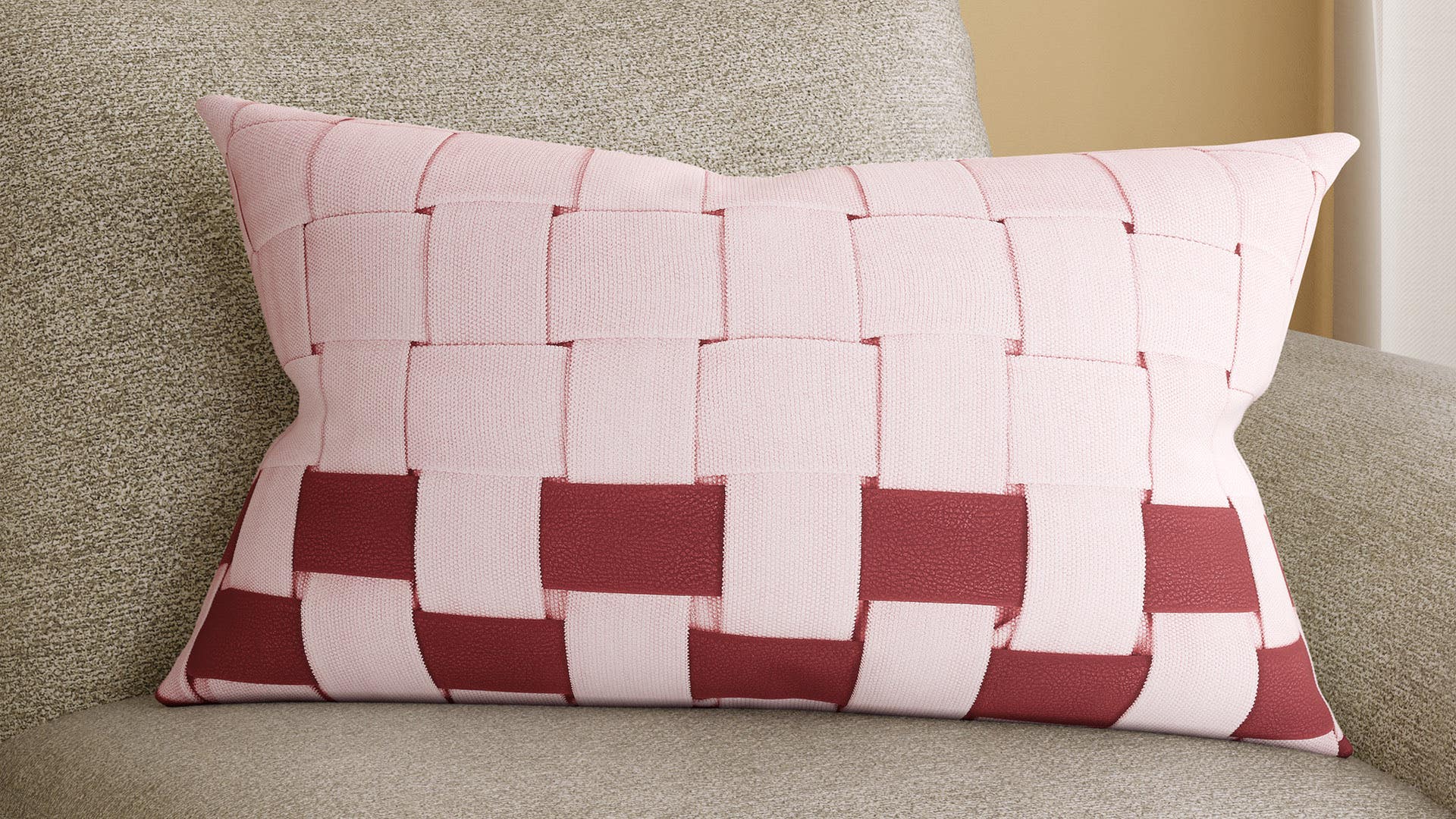 Interlacing - Basket weave Polyester and PU Leather Cushion Cover