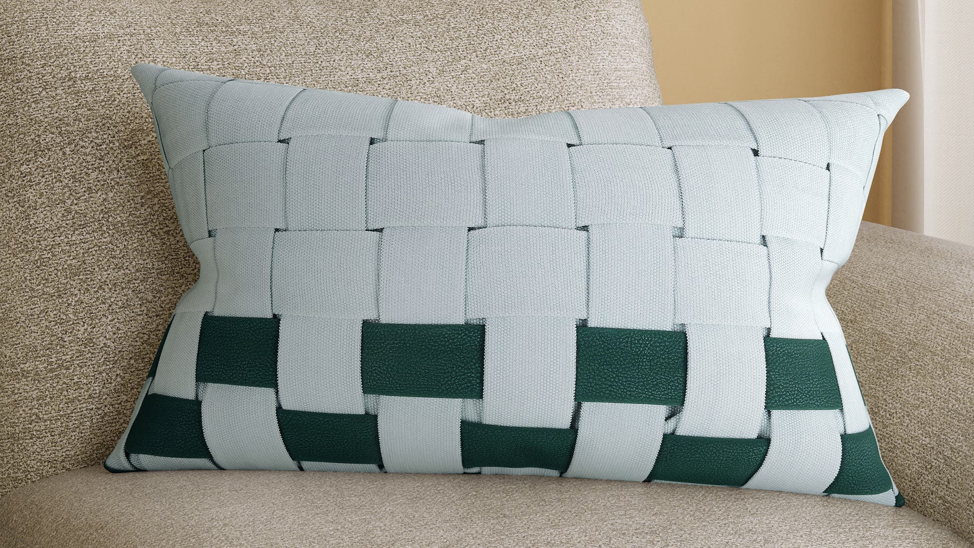 Interlacing - Basket weave Polyester and PU Leather Cushion Cover