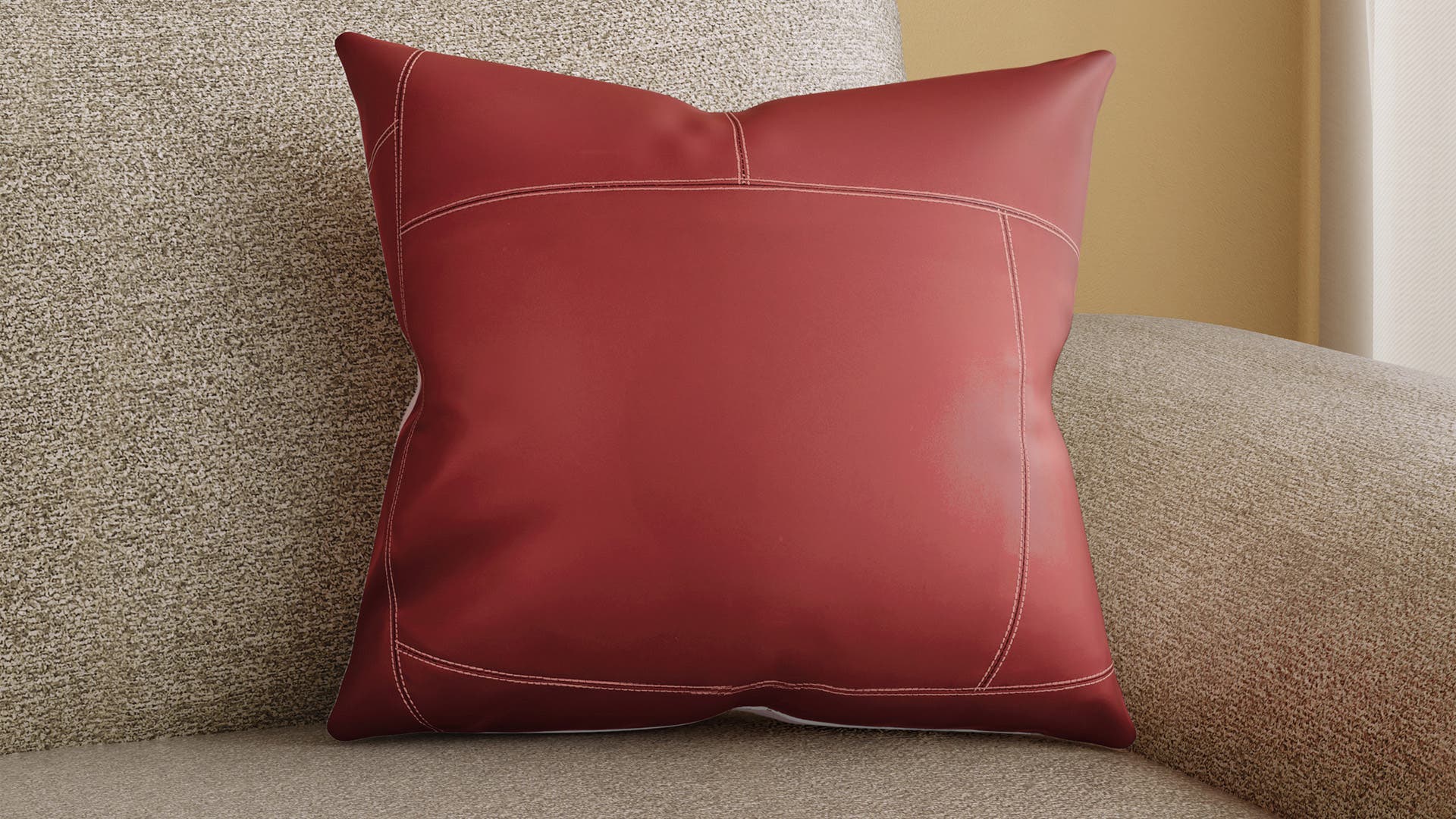 Montage Panelling PU Leather Cushion Cover
