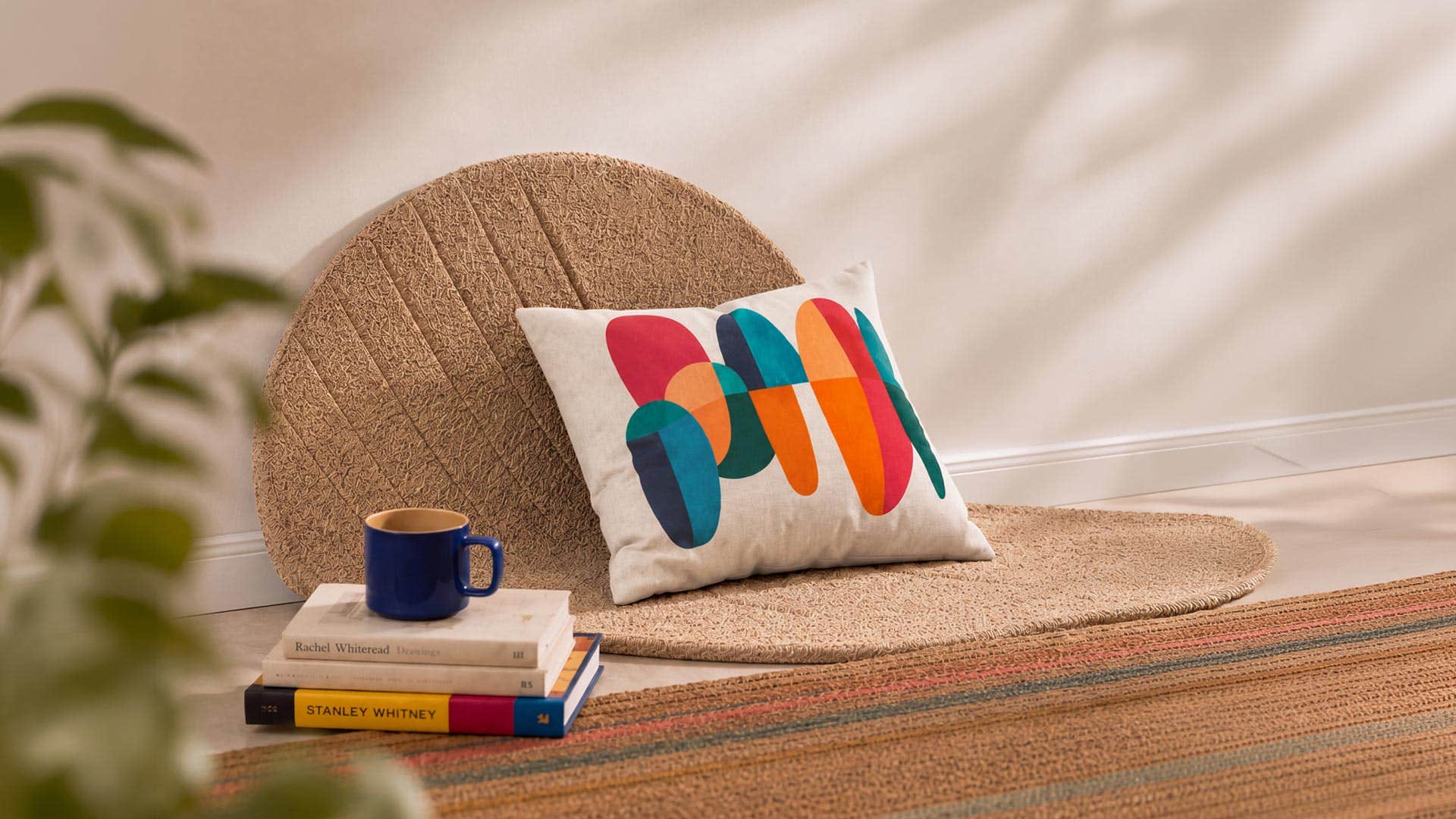 Multicolor Abstract Printed Polyester Cushion Cover