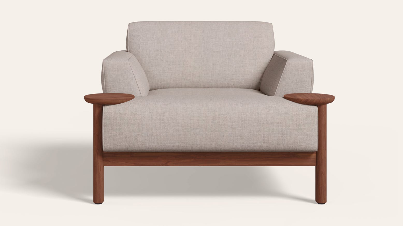 Lavana 1-Seater Fabric Sofa with Wooden Disk Tray on Armrest