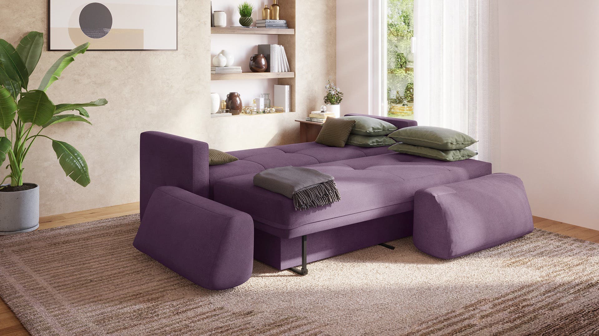 Cubicon 3-Seater Fabric Sofa Cum Bed