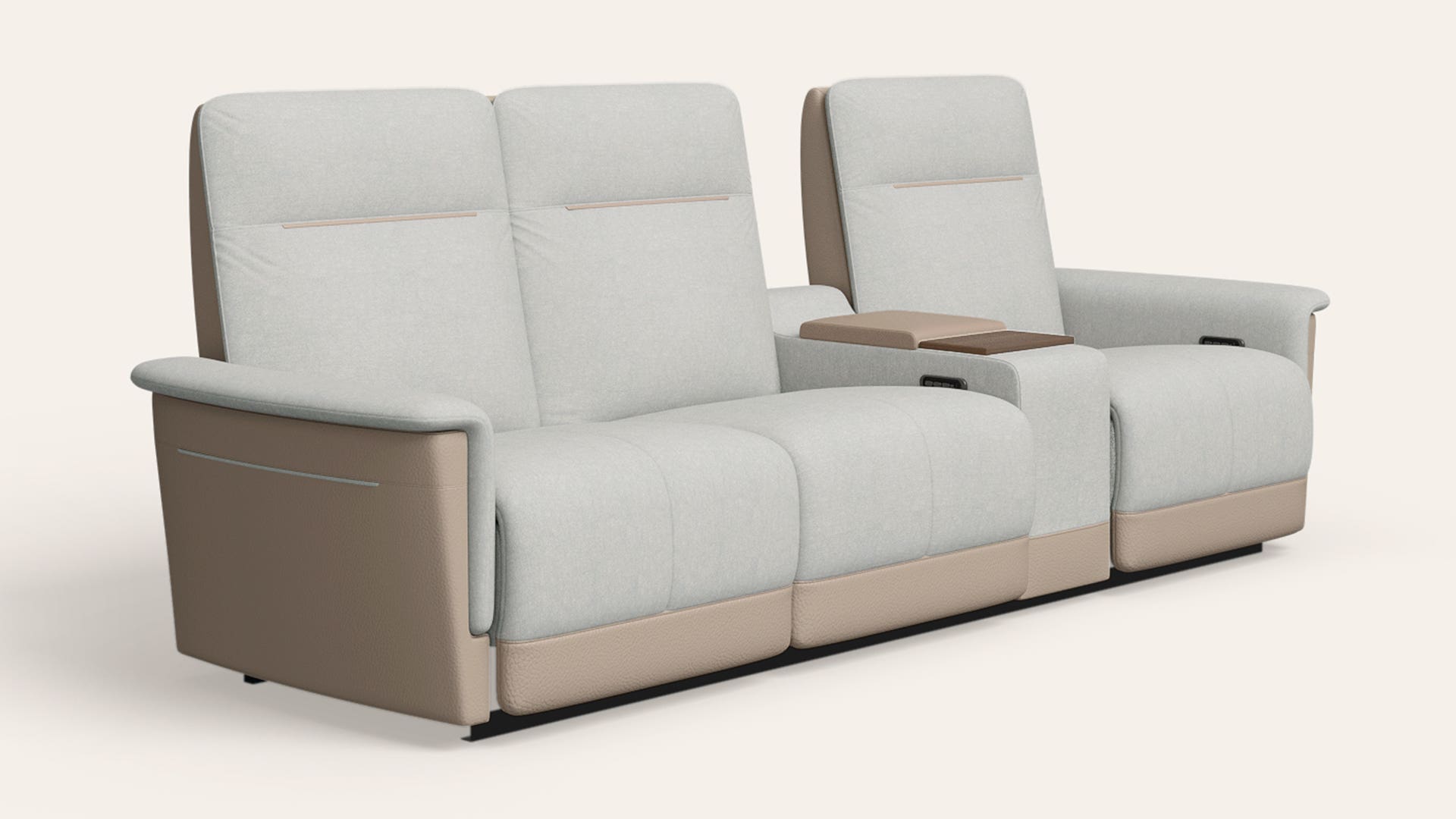 TuneIn Motorised 3 Seater Fabric Recliner with Left Hand Console