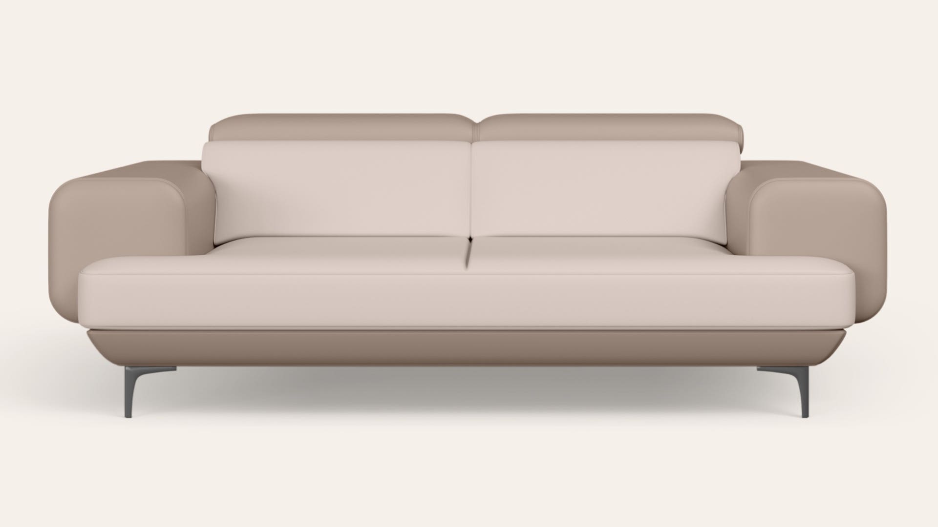 Pebby 2-Seater Synthetic Leather Sofa with Adjustable Headrest