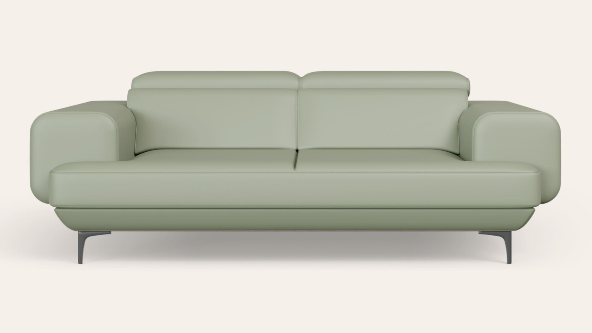 Pebby 2-Seater Synthetic Leather Sofa with Adjustable Headrest