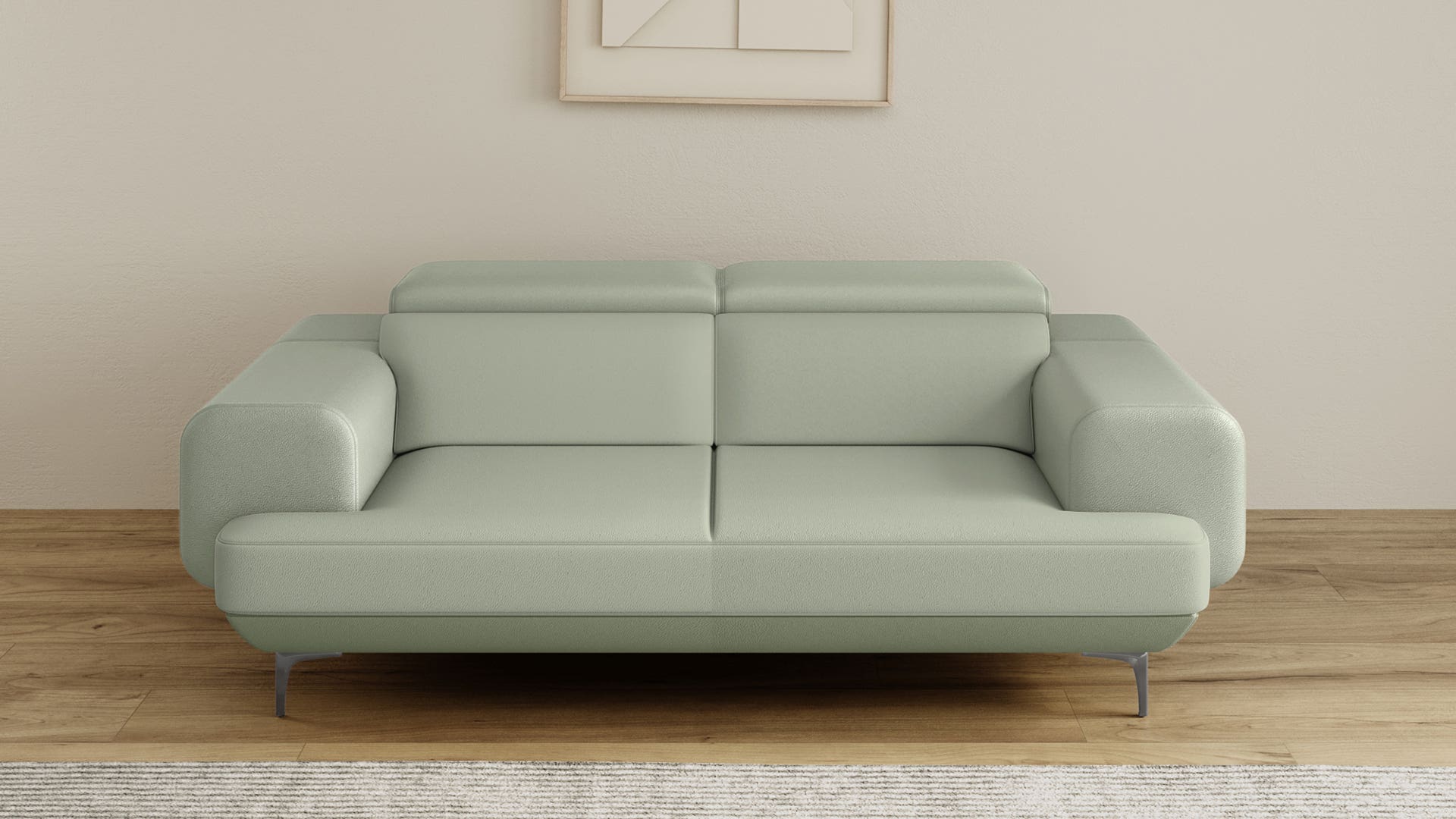 Pebby Synthetic Leather Sofa with Adjustable Headrest