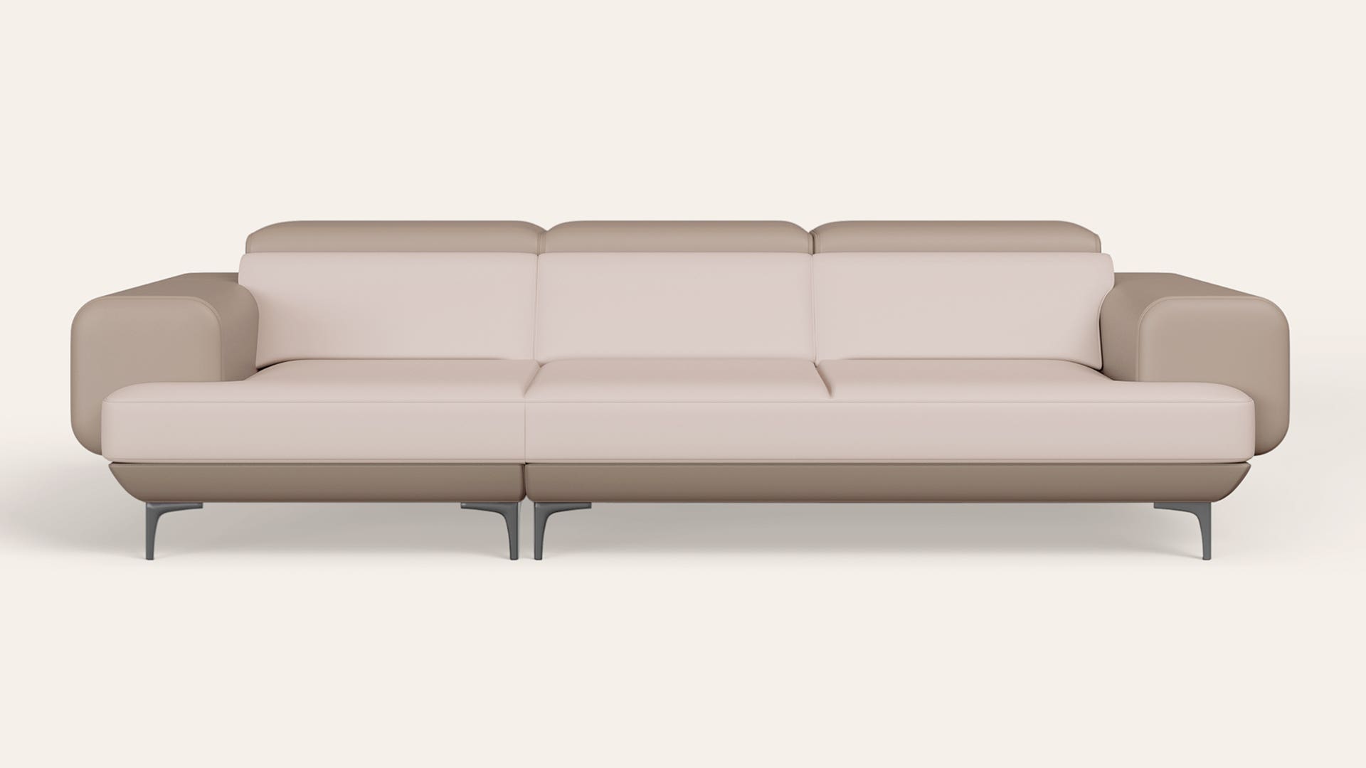 Pebby 3-Seater Synthetic Leather Sofa with Adjustable Headrest