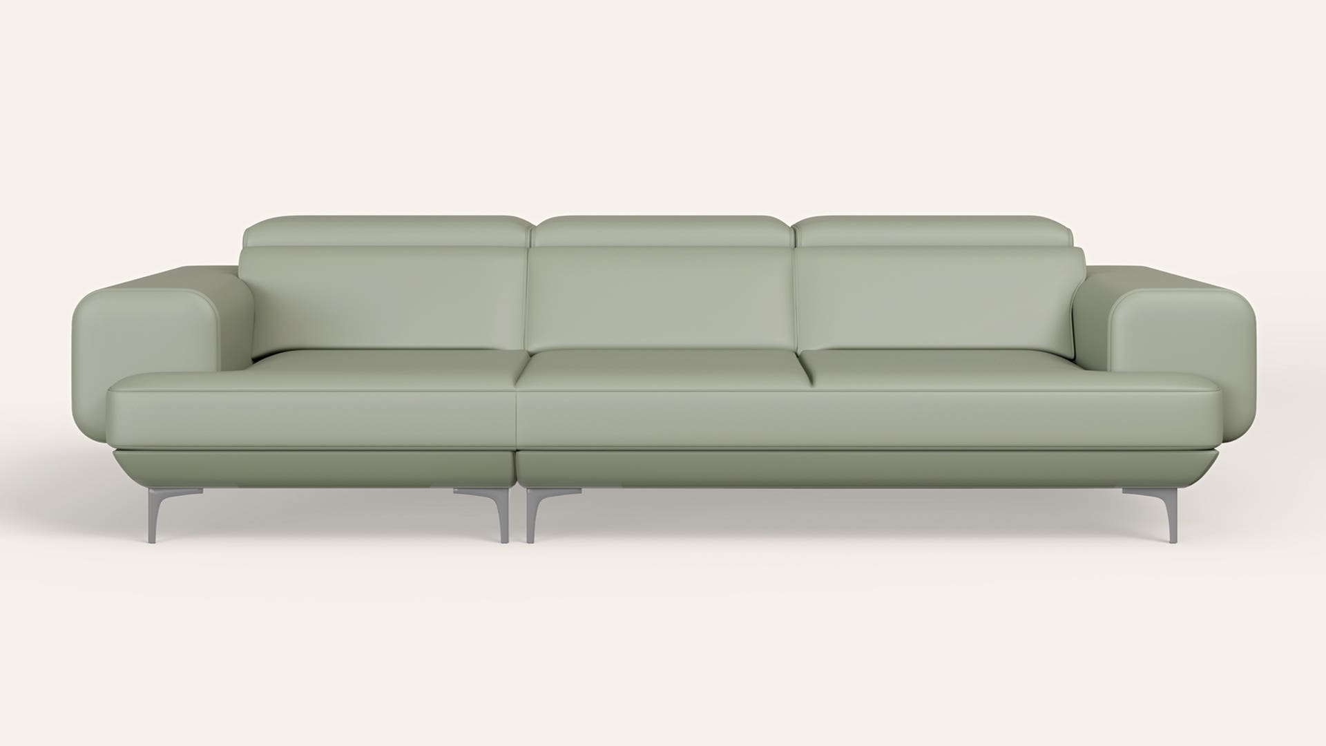 Pebby 3-Seater Synthetic Leather Sofa with Adjustable Headrest