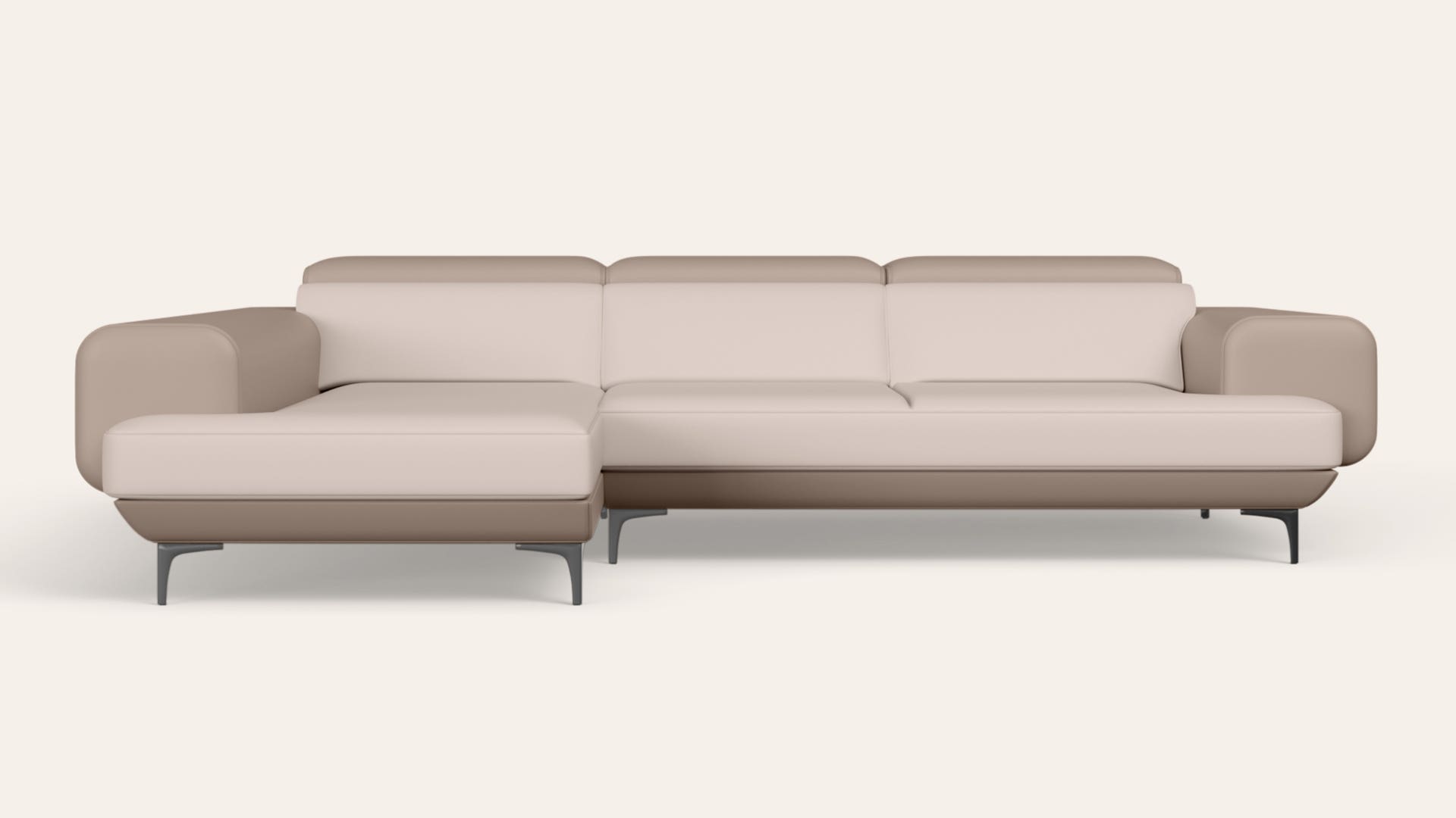 Pebby 3-Seater Synthetic Leather L-Shape Sofa with Adjustable Headrest