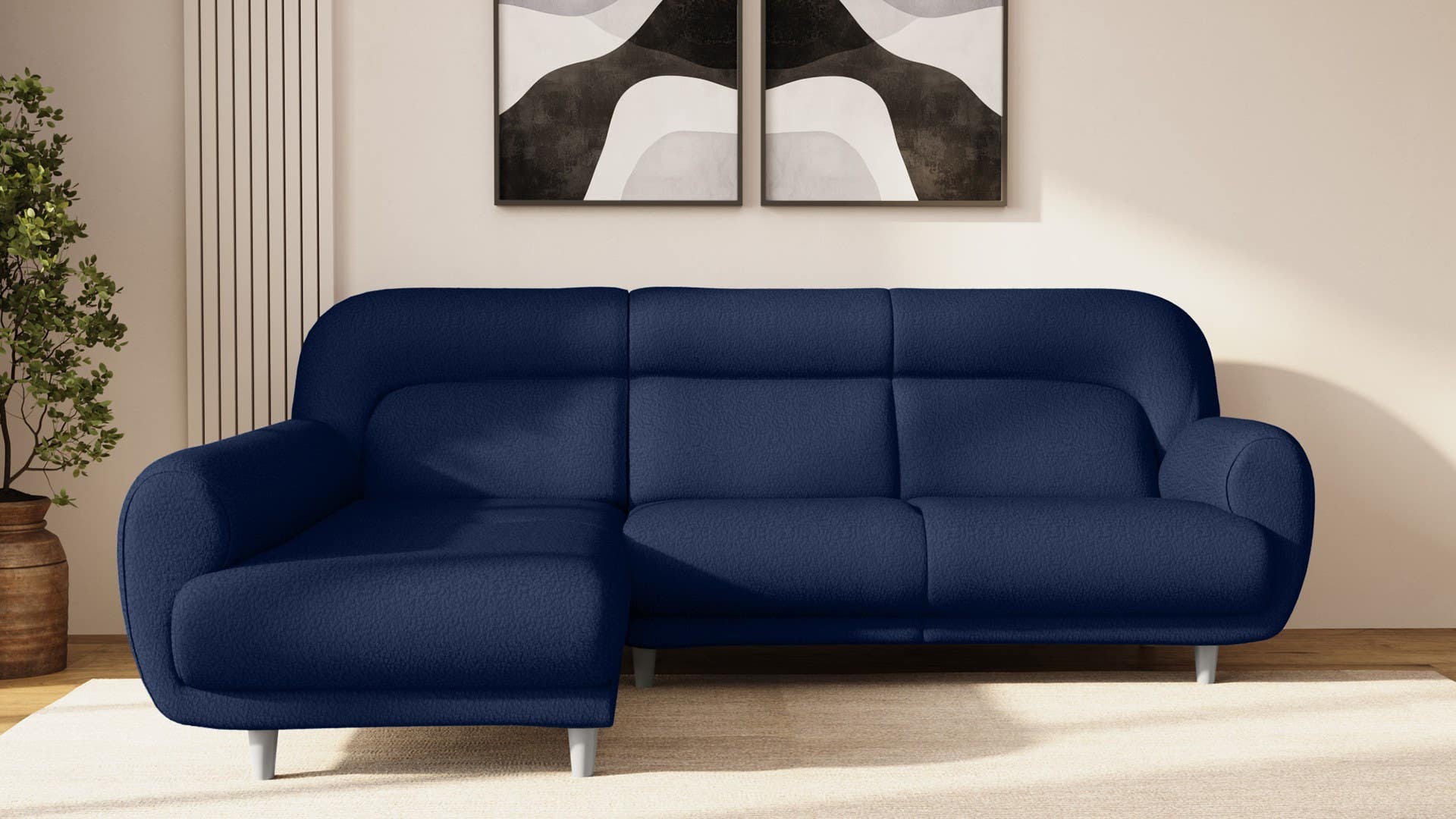 Chubby L-shaped Fabric RHS Sofa