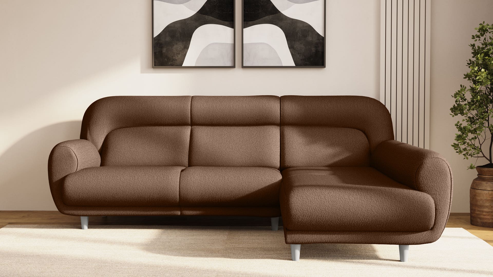 Chubby L-shaped Fab-Leather(Micro Fiber) LHS Sofa